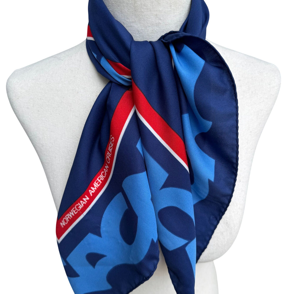 Norwegian American Cruises NAC Vintage Square Woven Satin Scarf Wrap Bandana