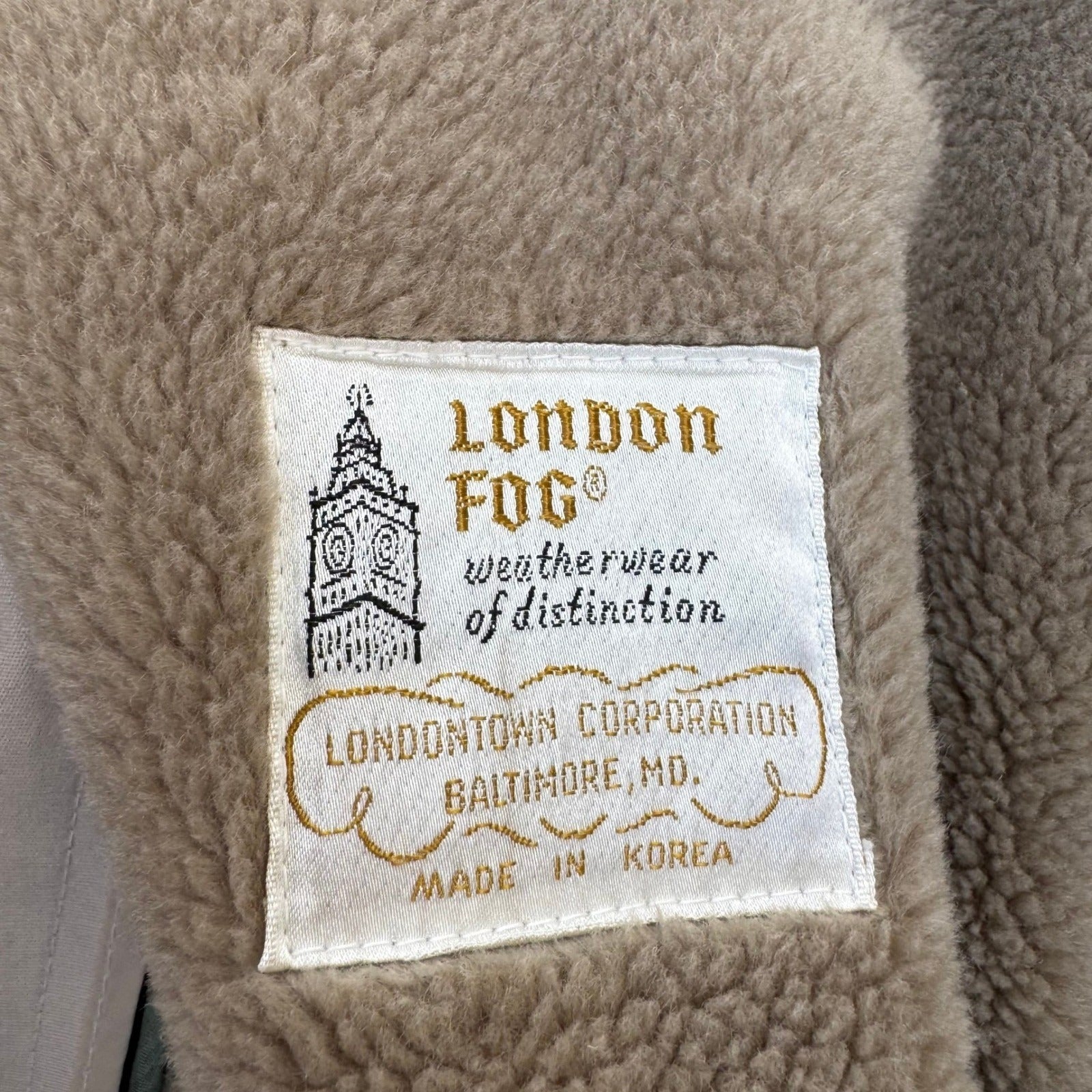 London Fog Vintage 80s Harrington Jacket Tan Beige Full Zip Epaulets Mens 42 Reg