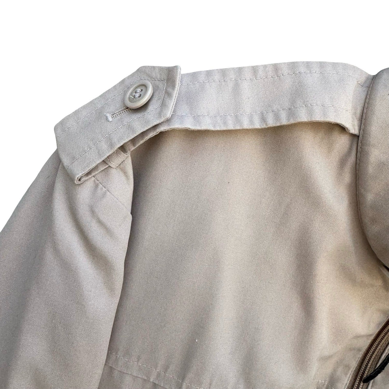 London Fog Vintage 80s Harrington Jacket Tan Beige Full Zip Epaulets Mens 42 Reg