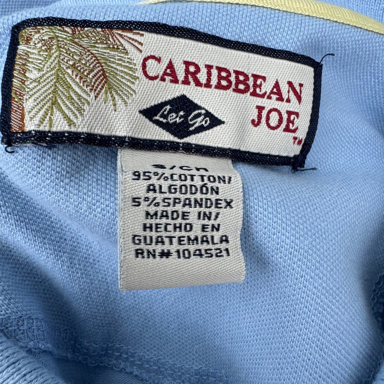 Caribbean Joe Mens Small Light Blue Short Sleeve Pique Polo Shirt Stretch Cotton