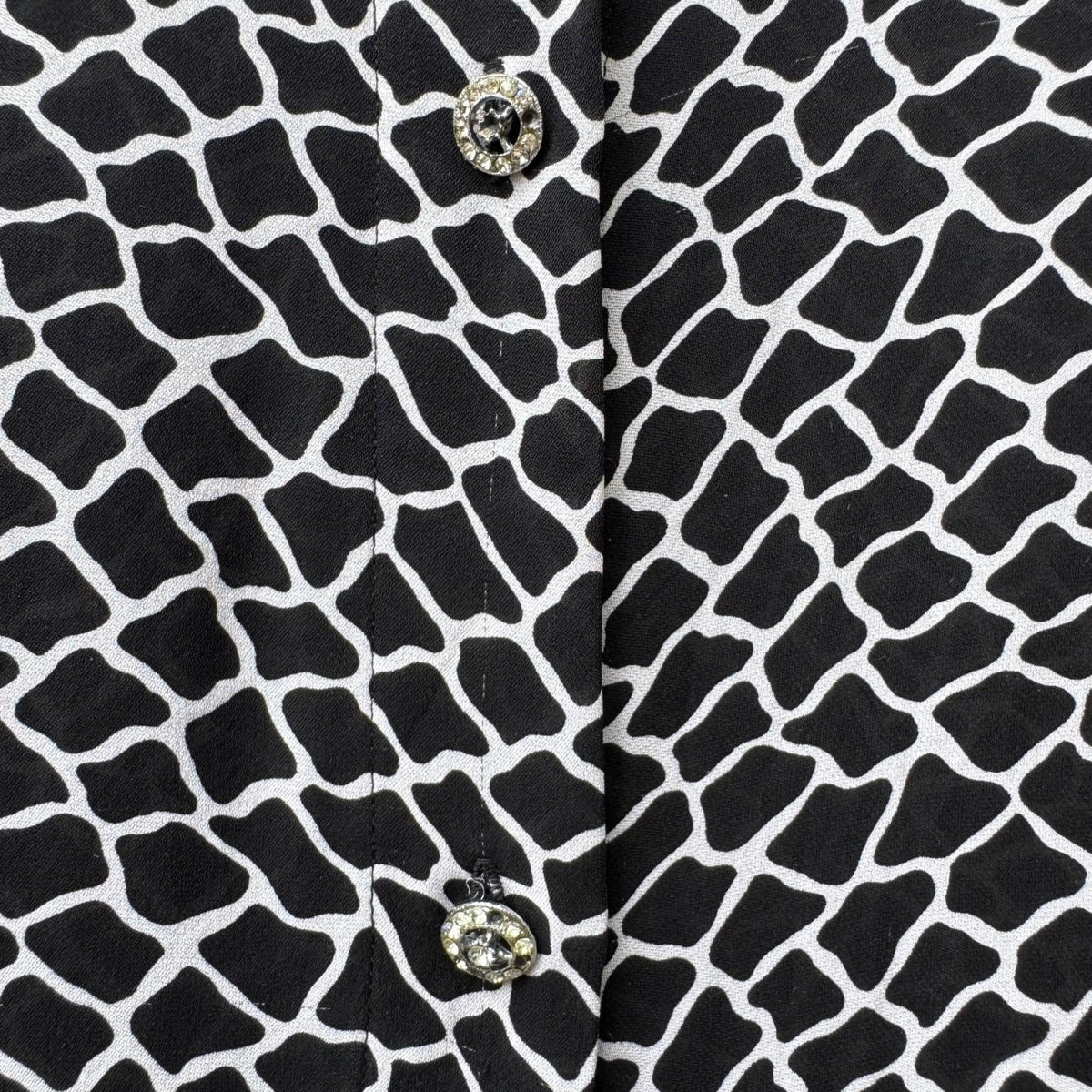 INC International Concept Y2K Mob Wife Giraffe Print Rhinestone Button Blouse 1X