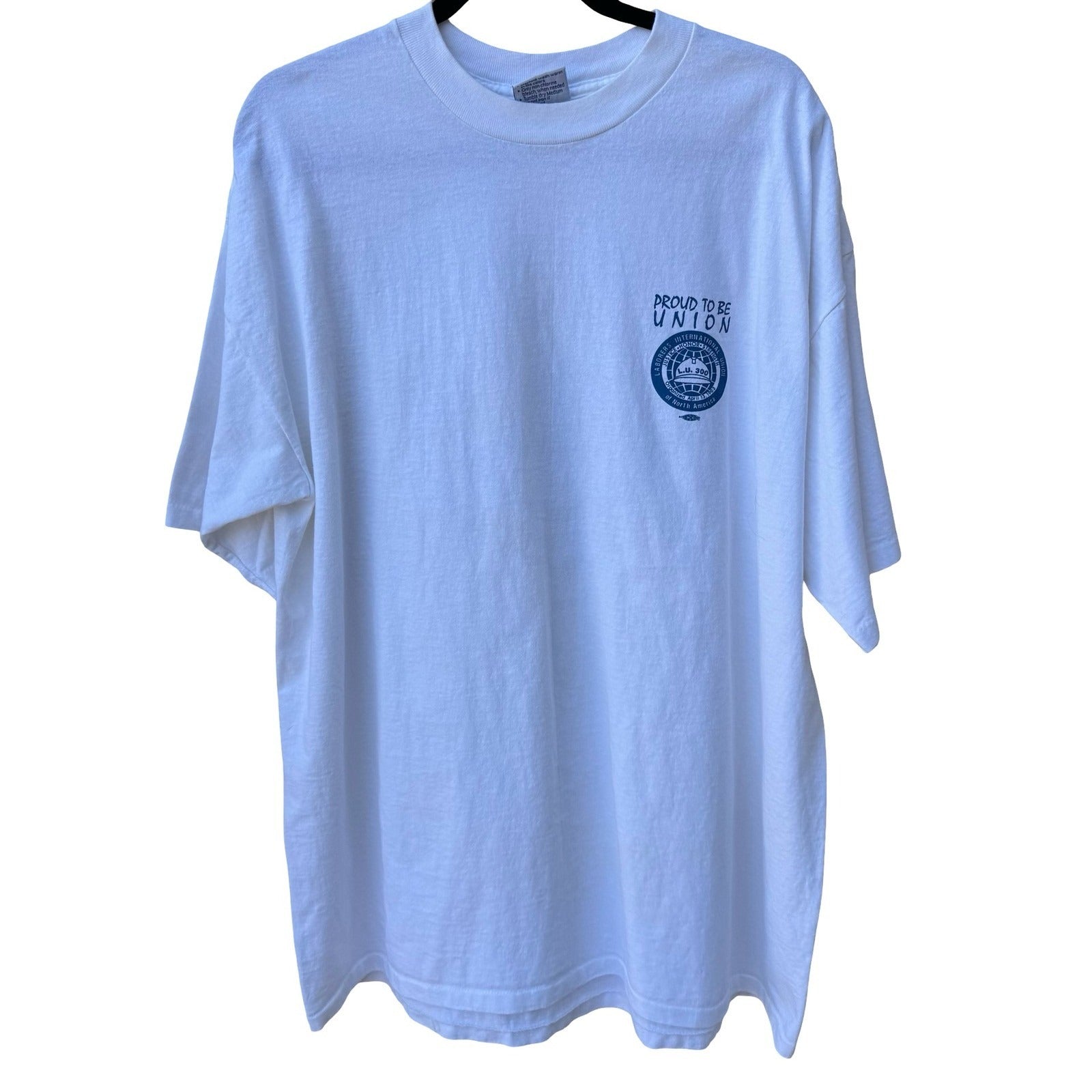 Vintage All Sport Proweight LIU Local 300 Union T-Shirt White XXL Made in USA