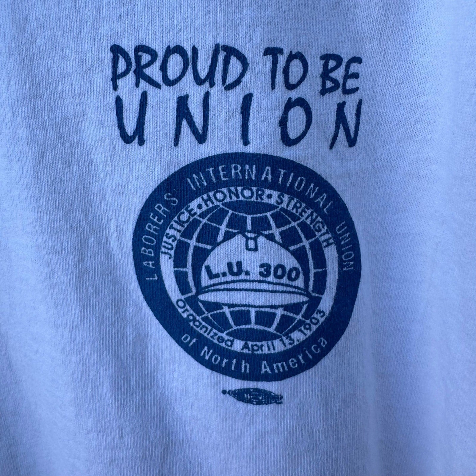 Vintage All Sport Proweight LIU Local 300 Union T-Shirt White XXL Made in USA