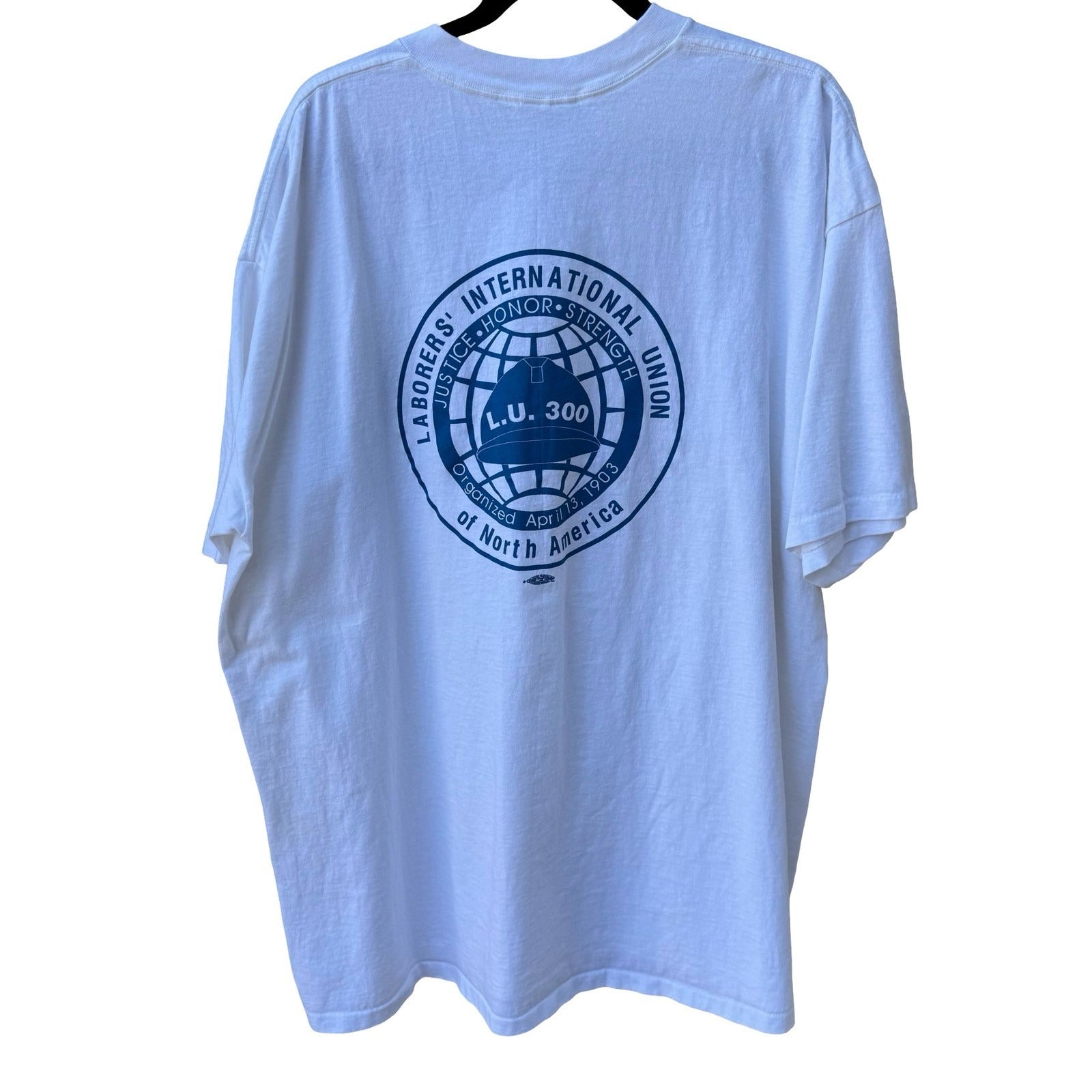 Vintage All Sport Proweight LIU Local 300 Union T-Shirt White XXL Made in USA