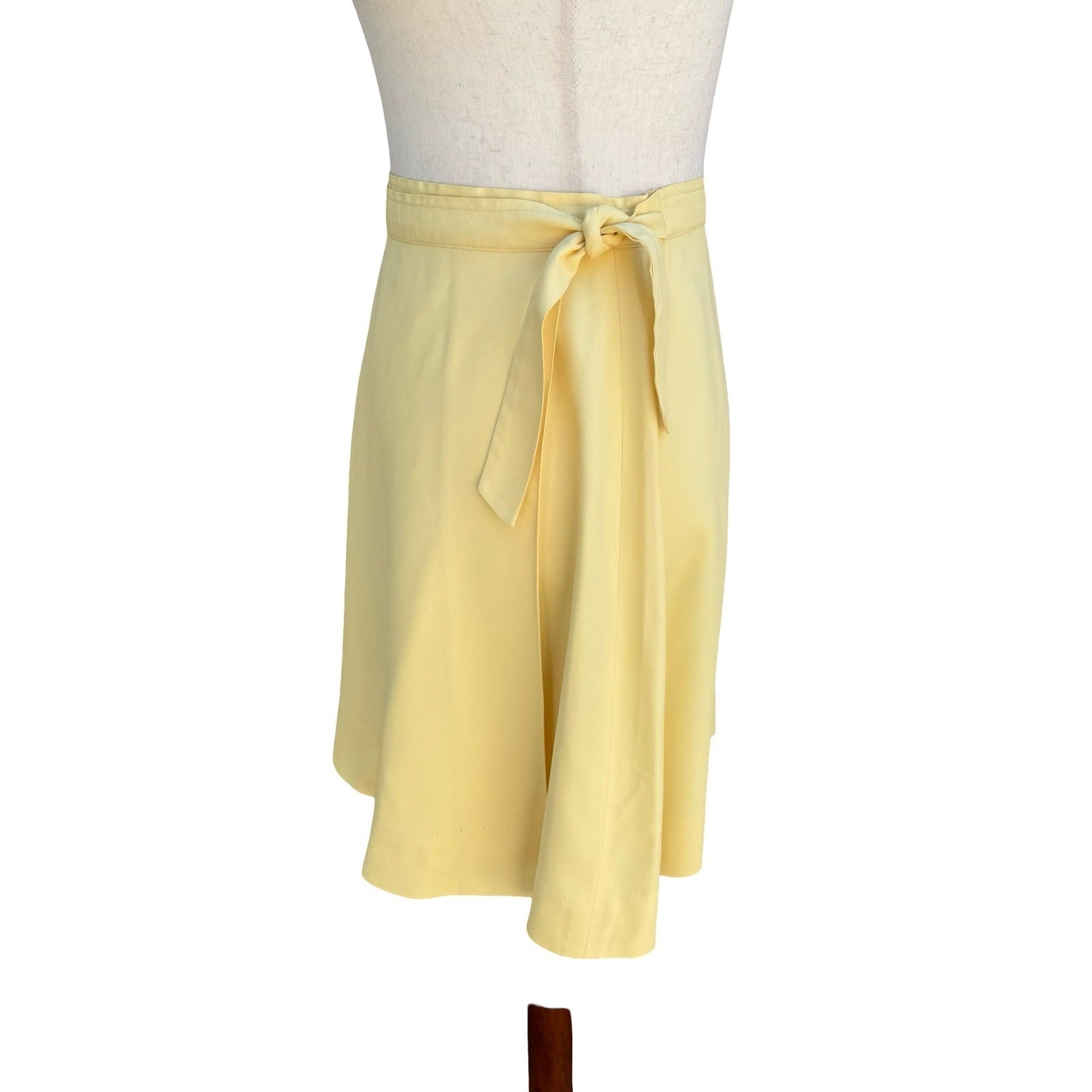 I Magnin Vintage 70s Pastel Yellow Mod Wrap Mini Skirt Side Tie A-Line Retro