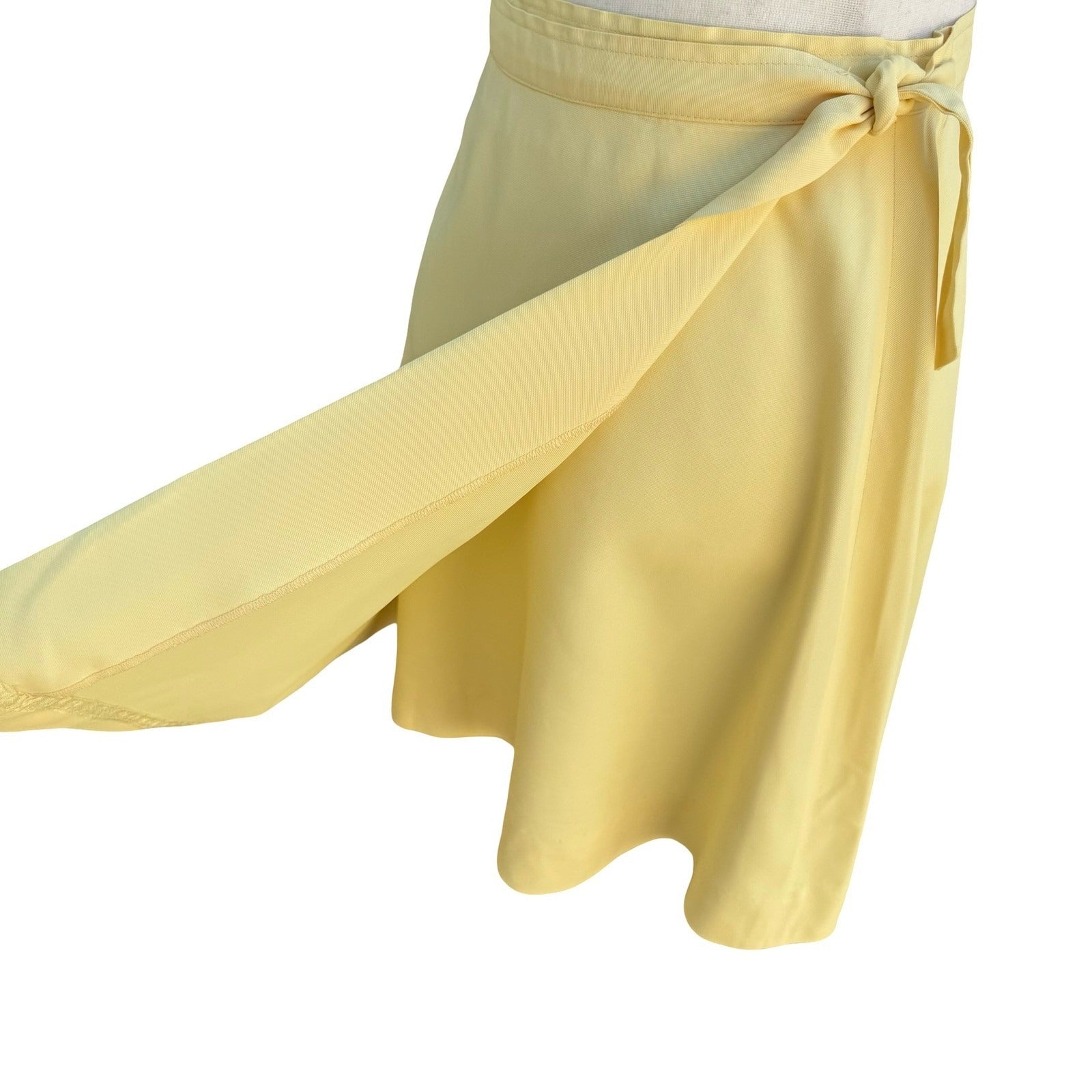 I Magnin Vintage 70s Pastel Yellow Mod Wrap Mini Skirt Side Tie A-Line Retro