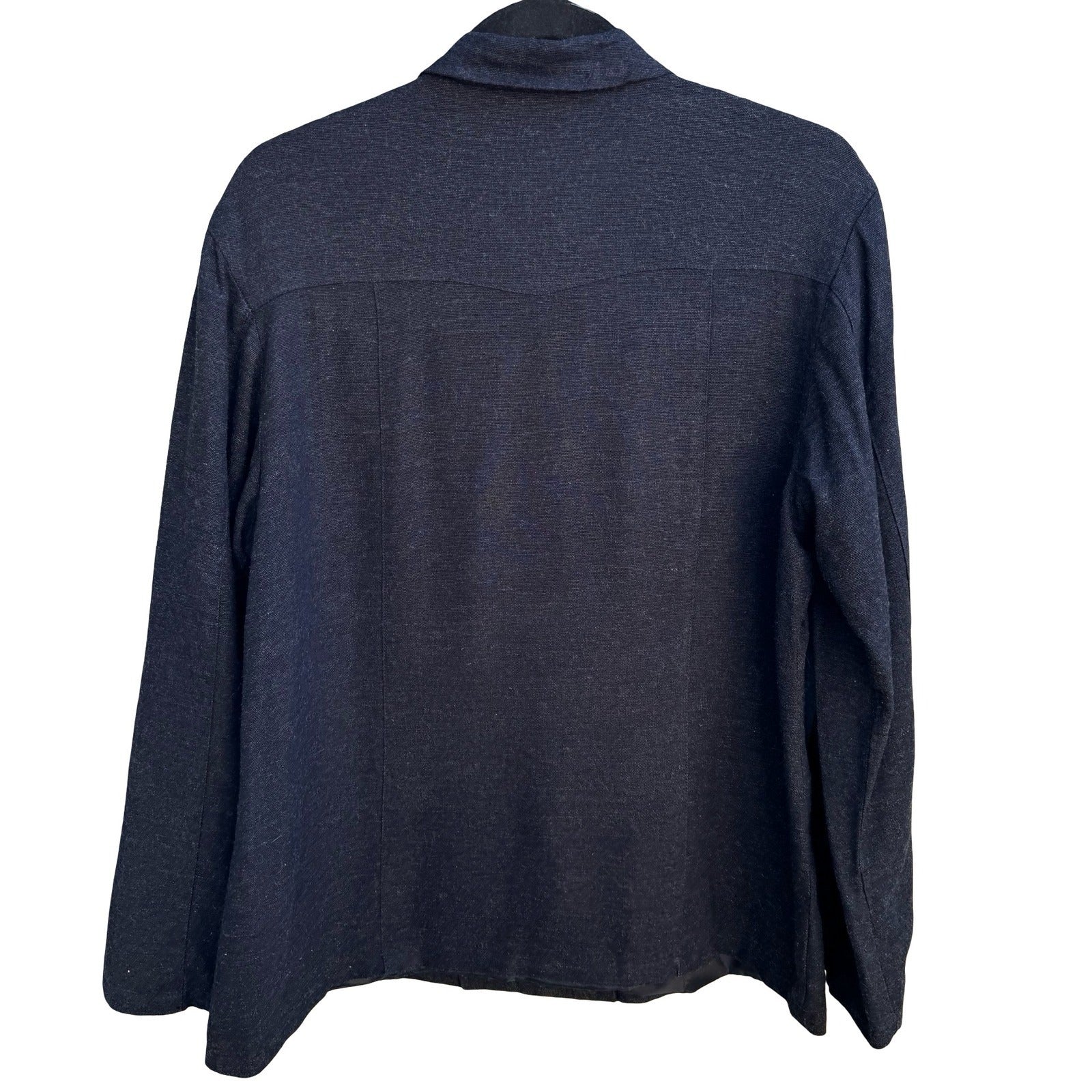 Pierri New York Silk Wool Blend Tailored Minimalist Jacket Charcoal Womens 12