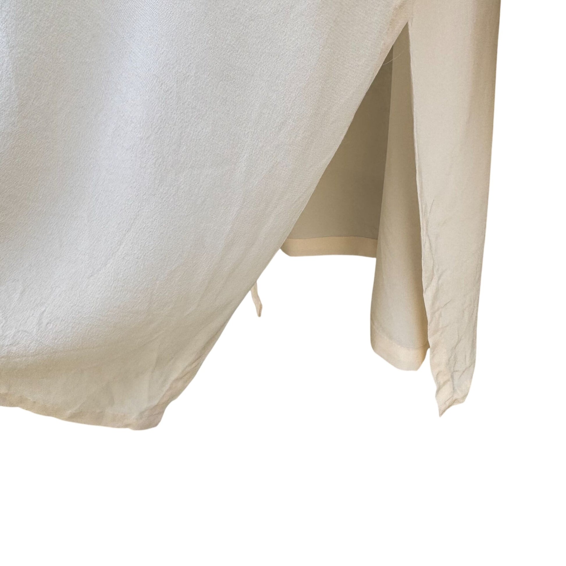 Fitting Image Vintage Womens Ivory 100% Silk Frog Closure Tunic Blouse Top 20