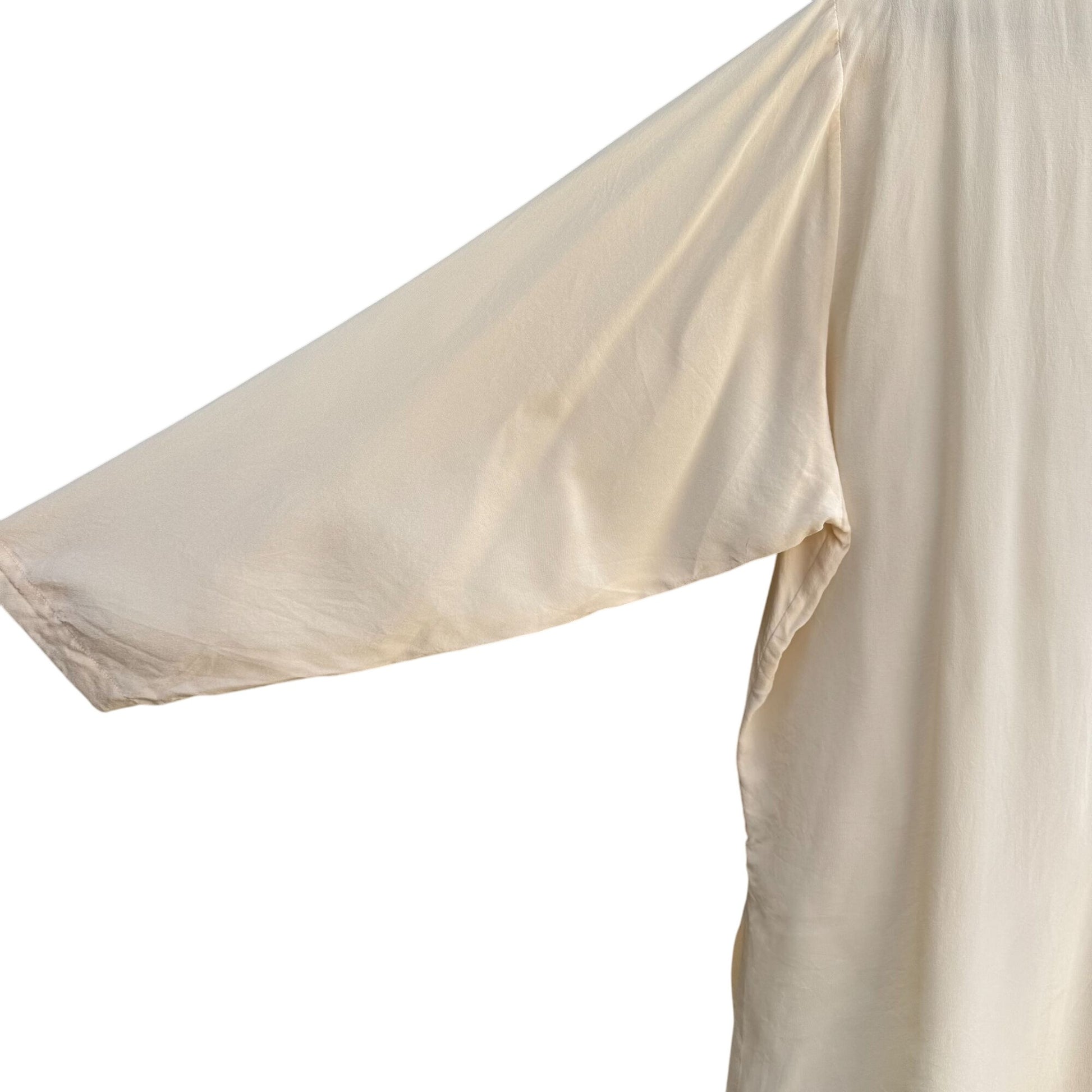 Fitting Image Vintage Womens Ivory 100% Silk Frog Closure Tunic Blouse Top 20