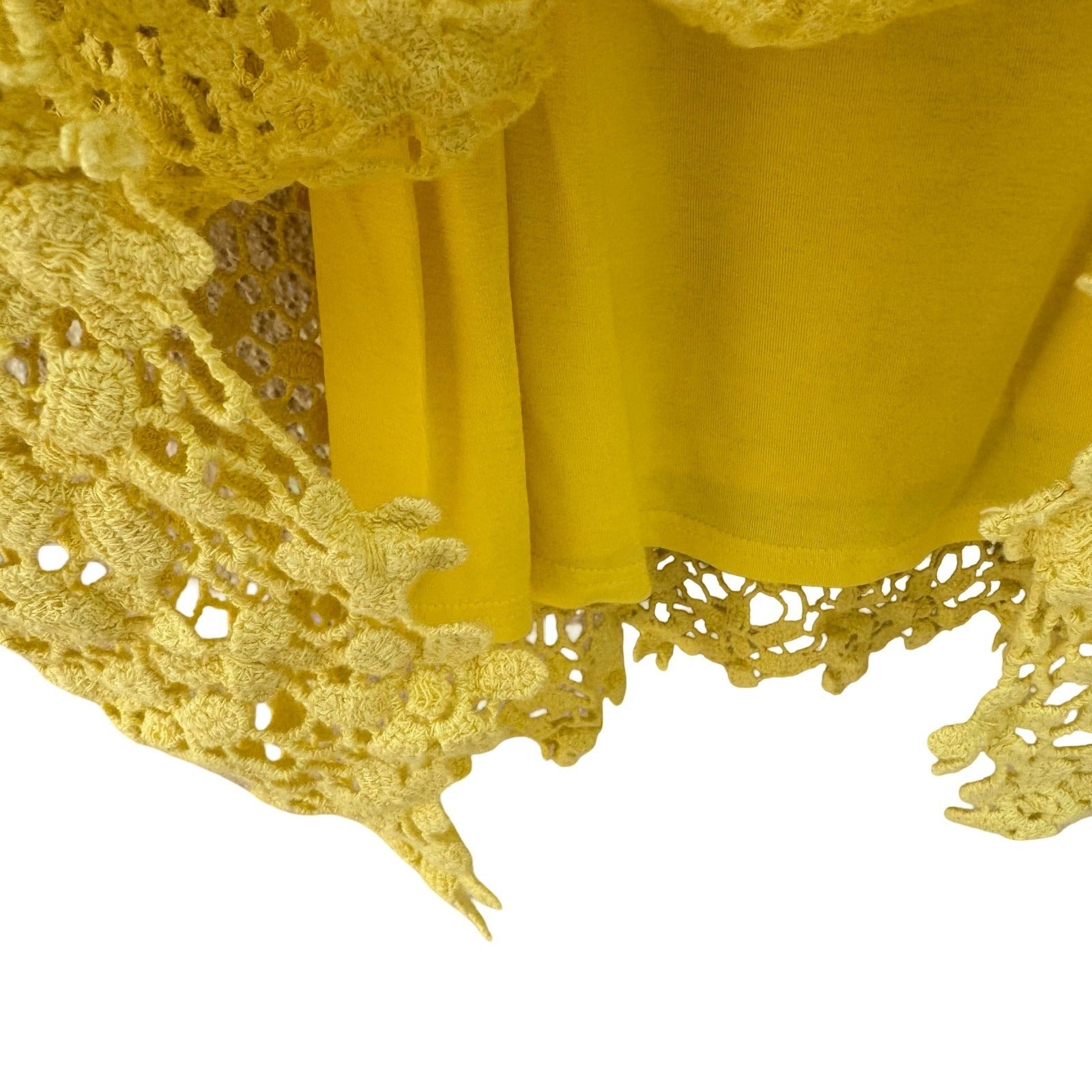 Midnight Velvet Yellow Floral Crochet Knit Top Cami Set Size Large Bell Sleeve