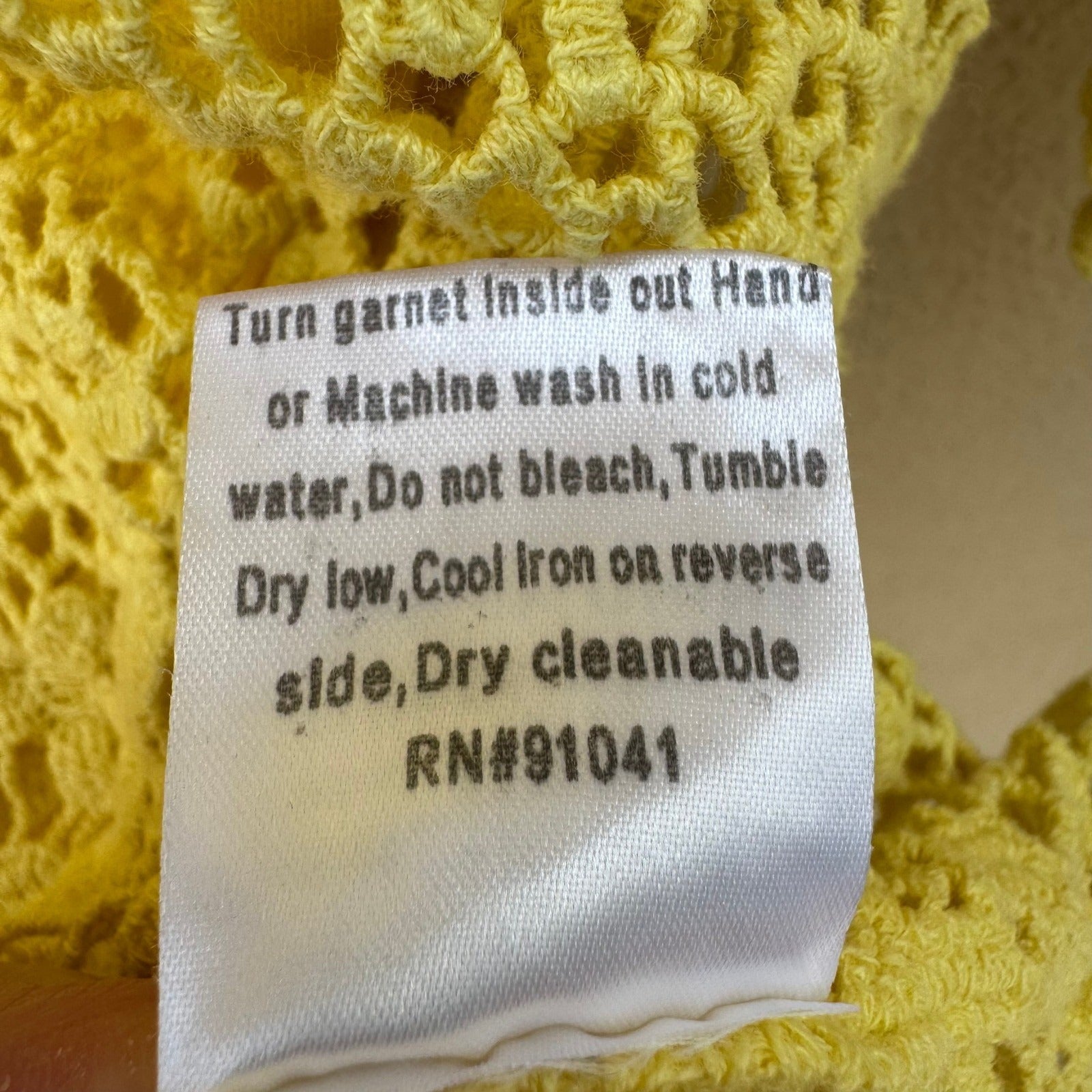 Midnight Velvet Yellow Floral Crochet Knit Top Cami Set Size Large Bell Sleeve
