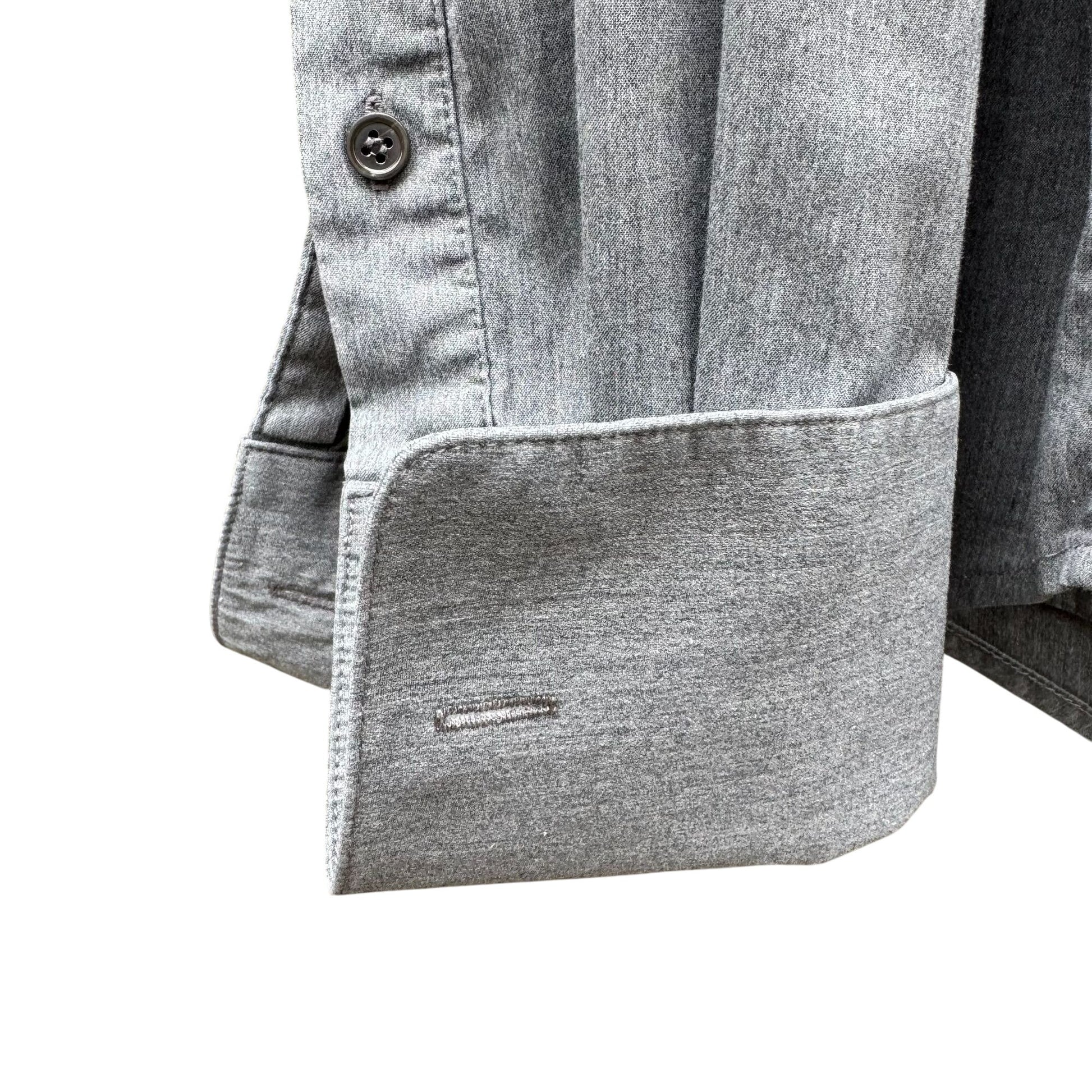 Theory Patrick Gray Chambray Button Up French Cuff Relaxed Fit Designer Shirt L