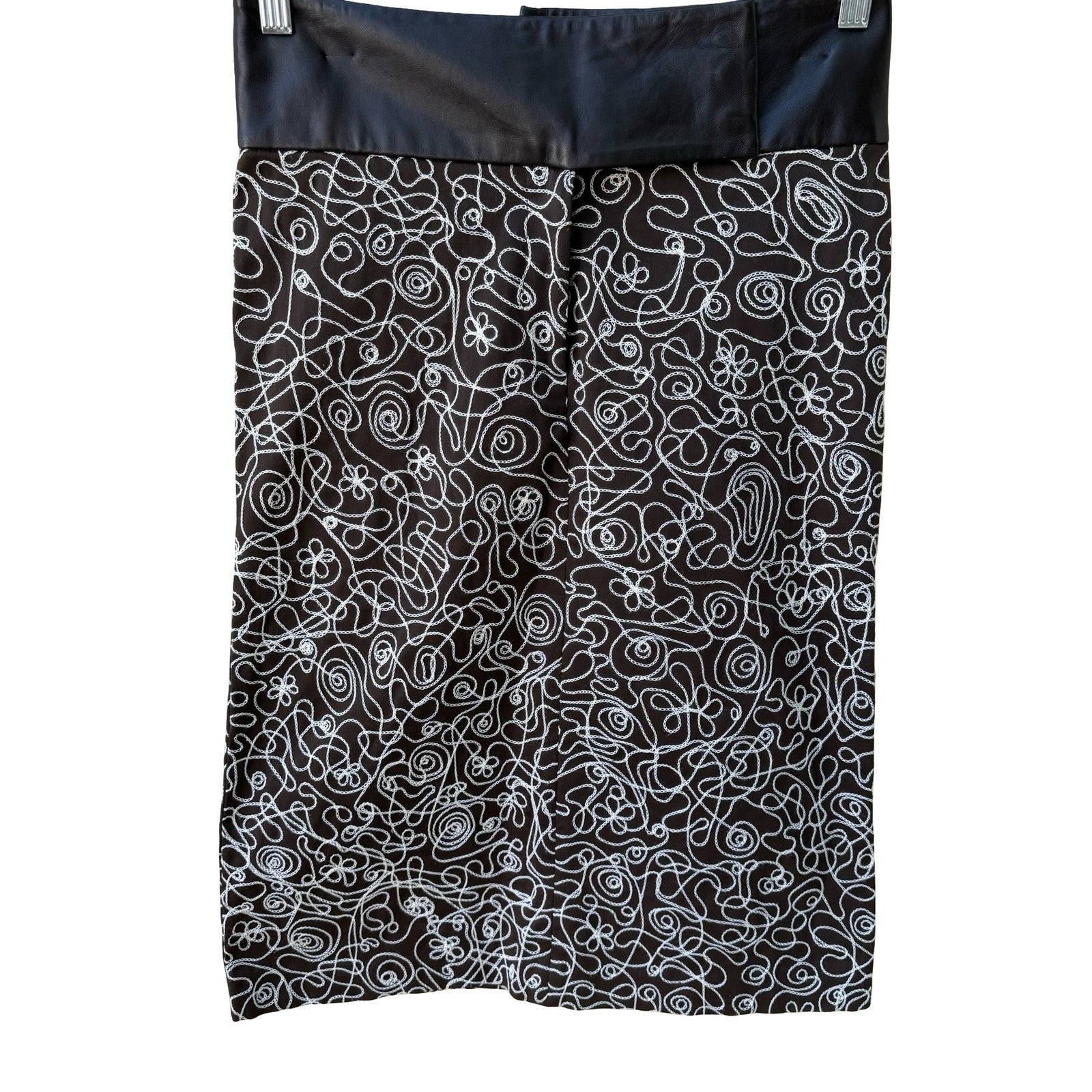 Sheri Bodell Y2K Whimsigoth Boho Edgy Embroidered Leather Waist Pencil Skirt 4