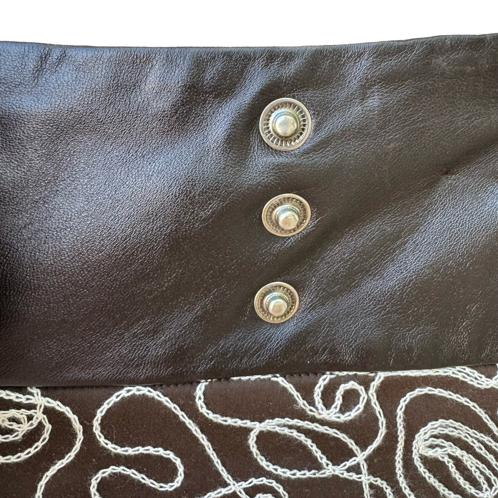 Sheri Bodell Y2K Whimsigoth Boho Edgy Embroidered Leather Waist Pencil Skirt 4