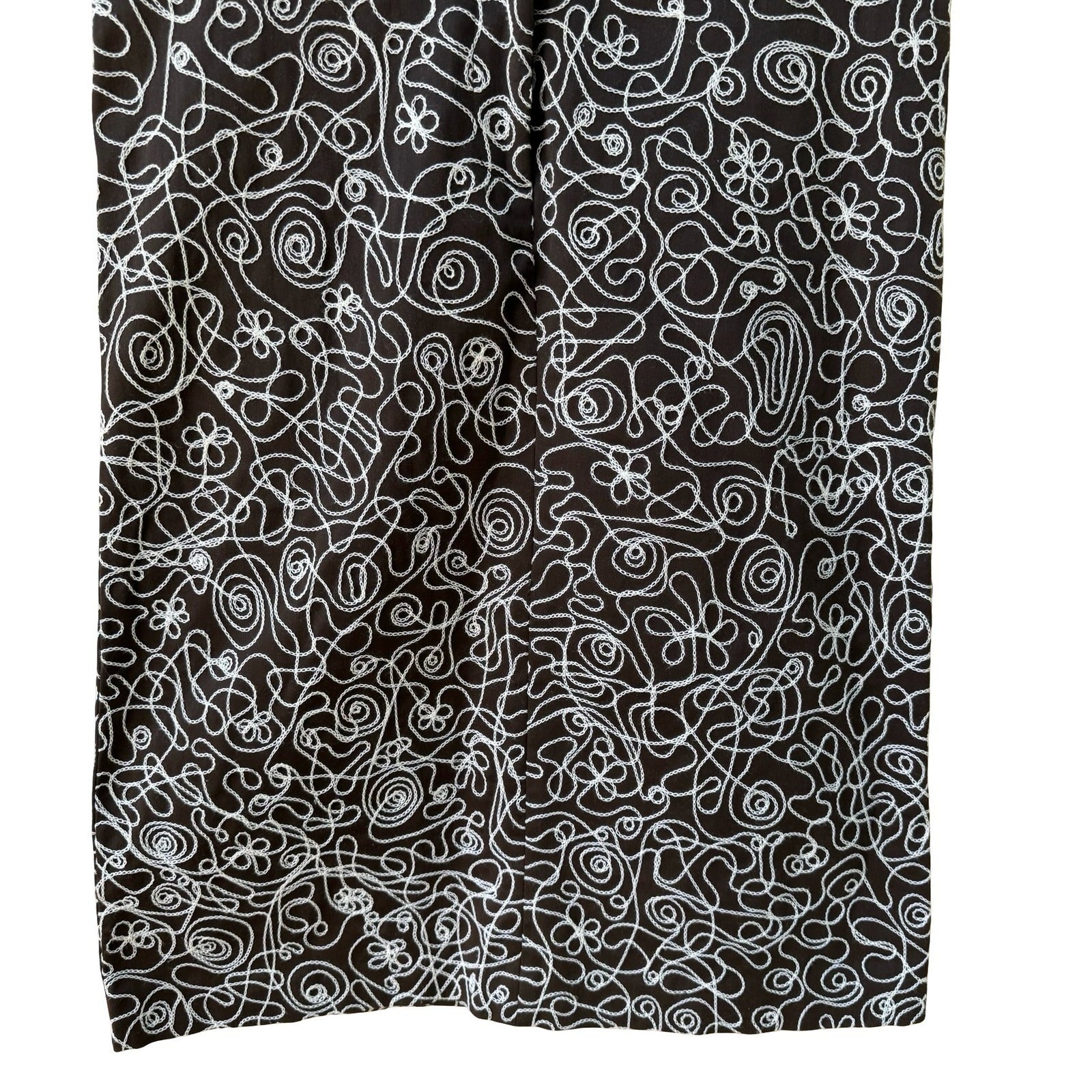 Sheri Bodell Y2K Whimsigoth Boho Edgy Embroidered Leather Waist Pencil Skirt 4
