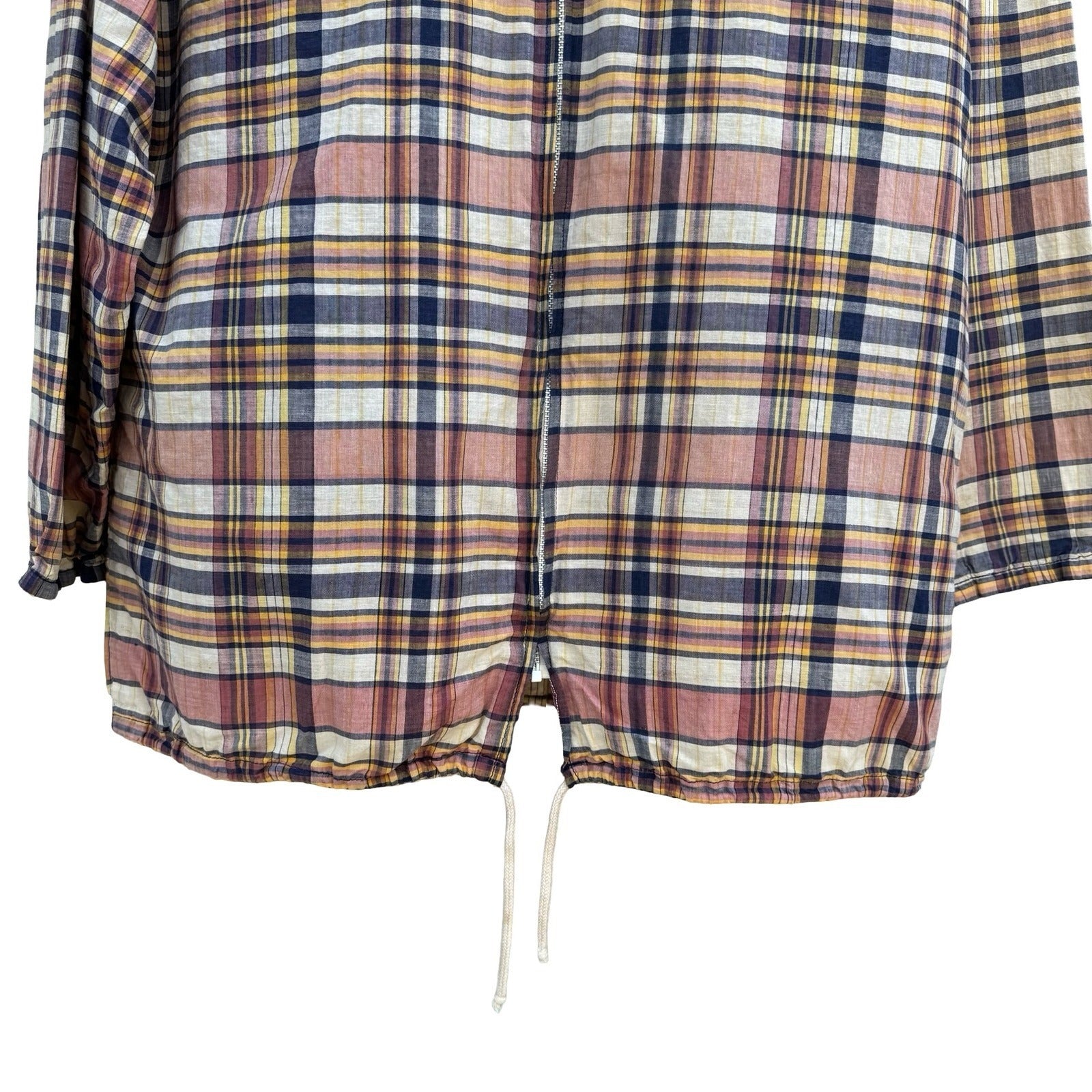 Bay Club California Vintage 60s 70s Plaid Zip Hooded Madras Windbreaker Jacket L