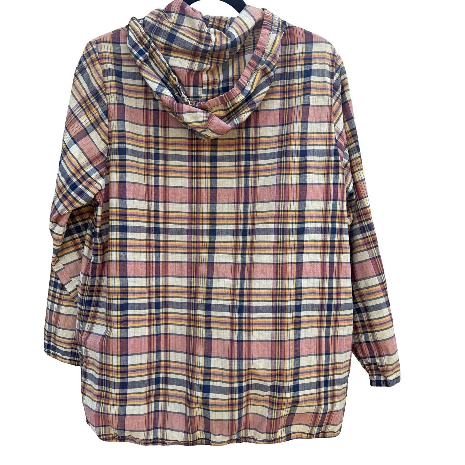 Bay Club California Vintage 60s 70s Plaid Zip Hooded Madras Windbreaker Jacket L