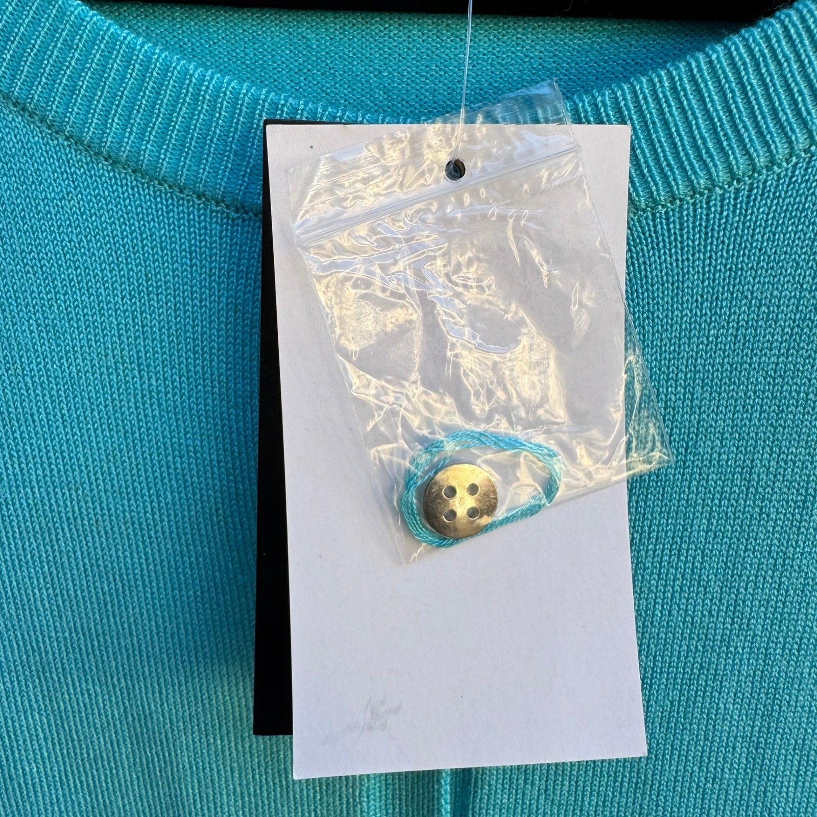Jeanne Pierre Coastal Preppy Layering Puff Shoulder Cardigan Sweater Blue L NEW