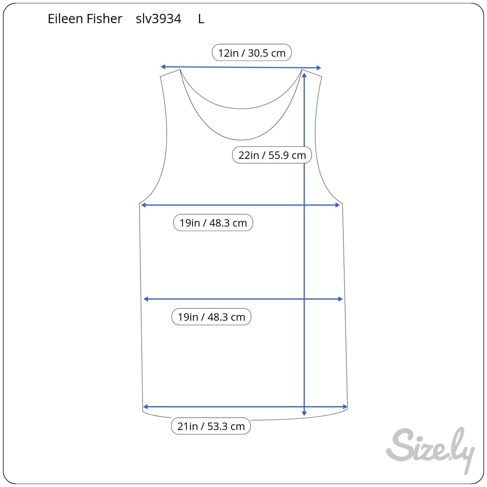 Eileen Fisher Womens Organic Cotton Scoop Neck Tank Top Blue Grey U0461M Size L