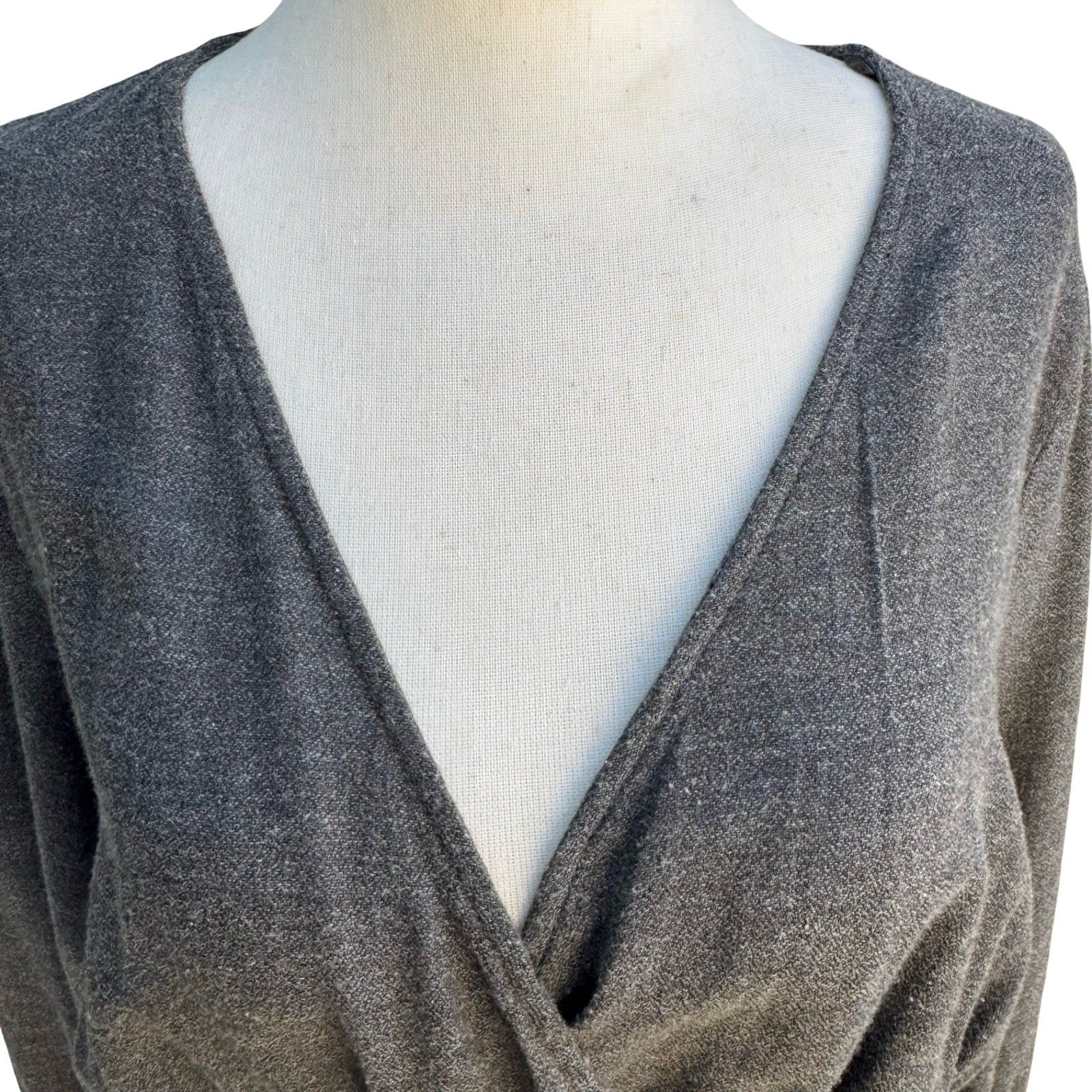 Zara Minimalist Cocktail Smocked V-Neck Ruffle Hem Party Chic Mini Dress Grey S