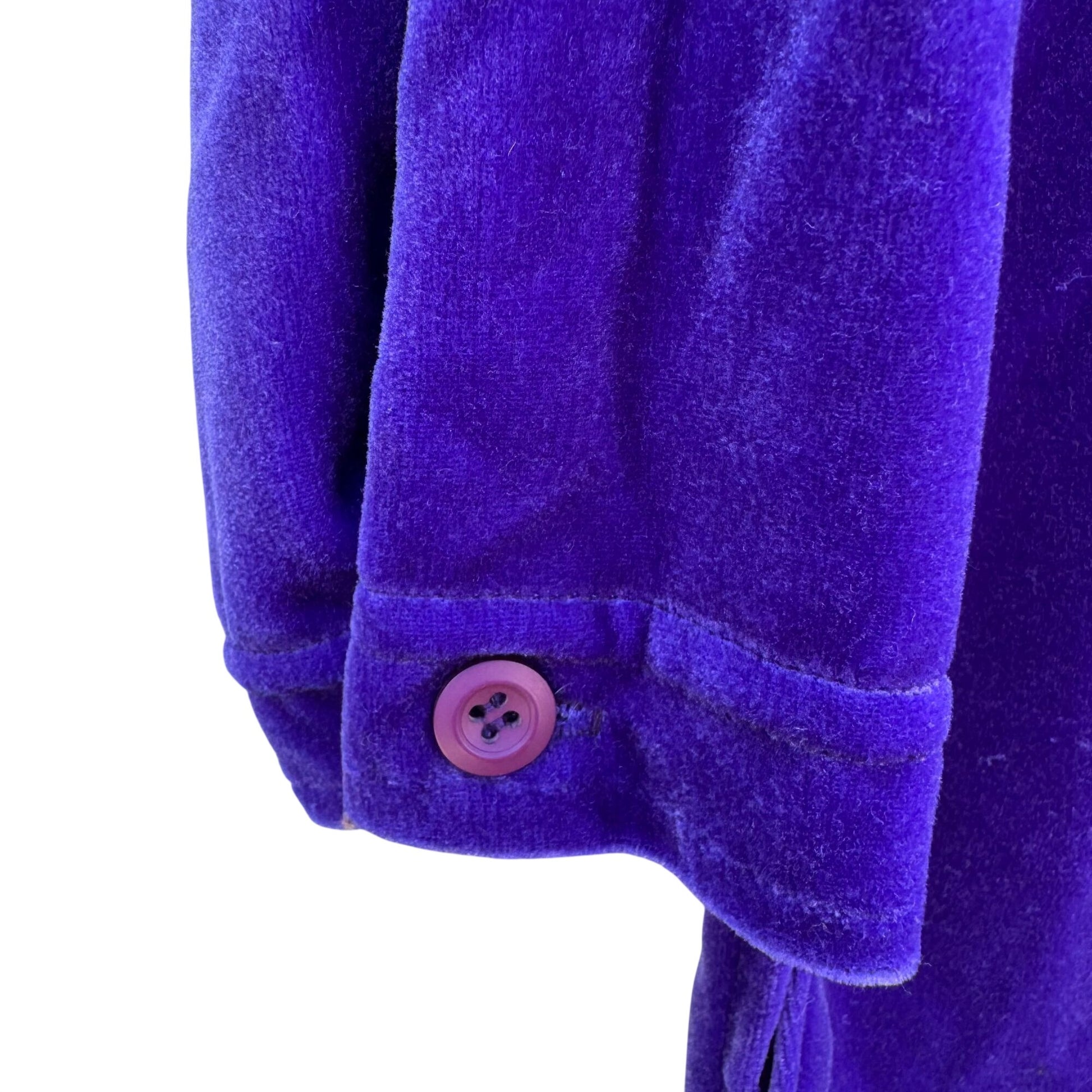 Diane Von Furstenberg Ladies XS Purple Velour Lounge Set Button-Up Top Pants