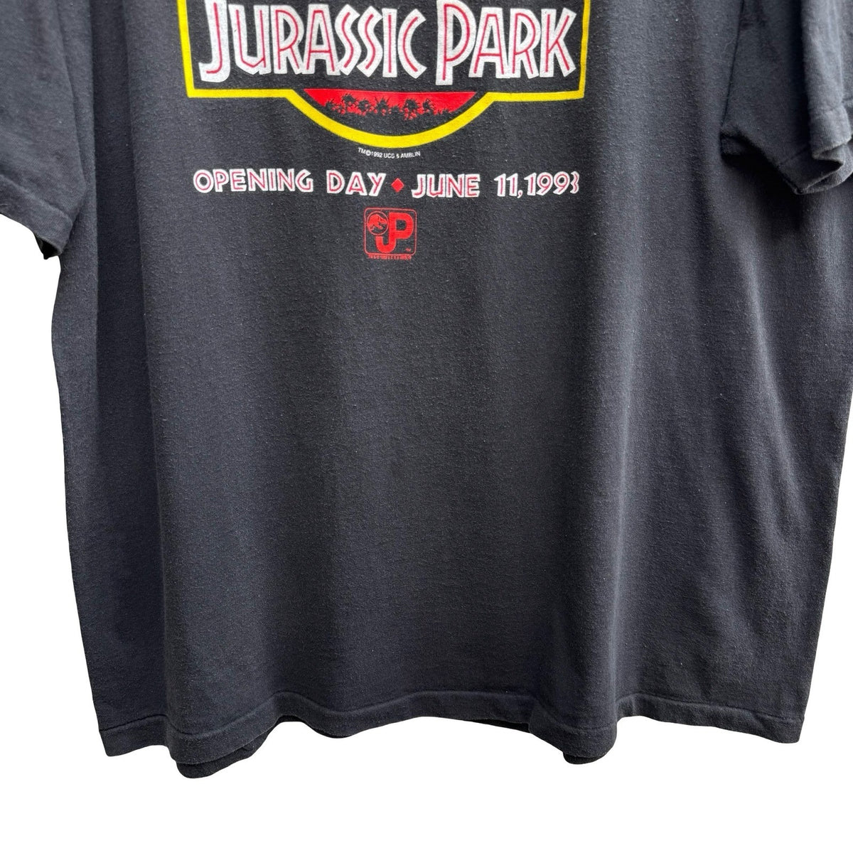 Vintage 1993 Jurassic Park Opening Day T-Shirt Hanes Heavyweight XL Movie Promo