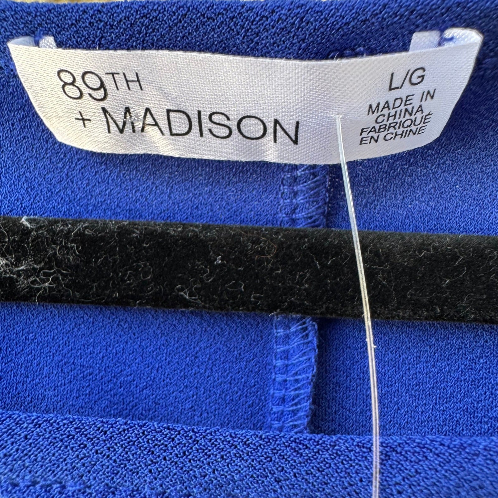89th + Madison Glam Party Electric Blue Lattice Cutout Rhinestone Trim Top L NEW