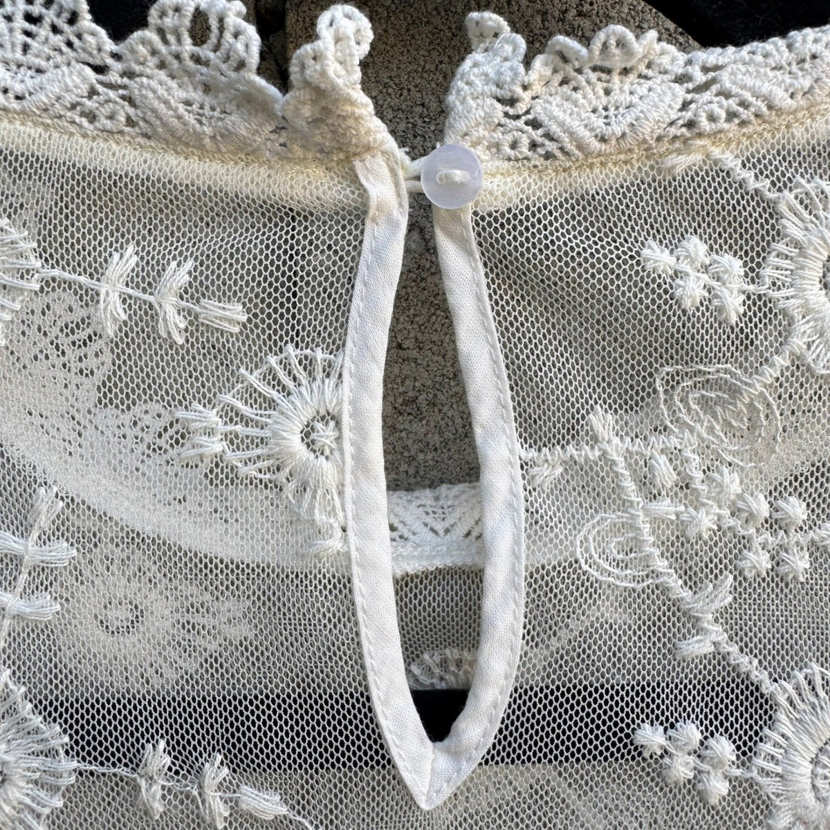 Forever 21 Coquette Sheer Floral Lace Mesh Victorian Dainty Boho Bridal Blouse S