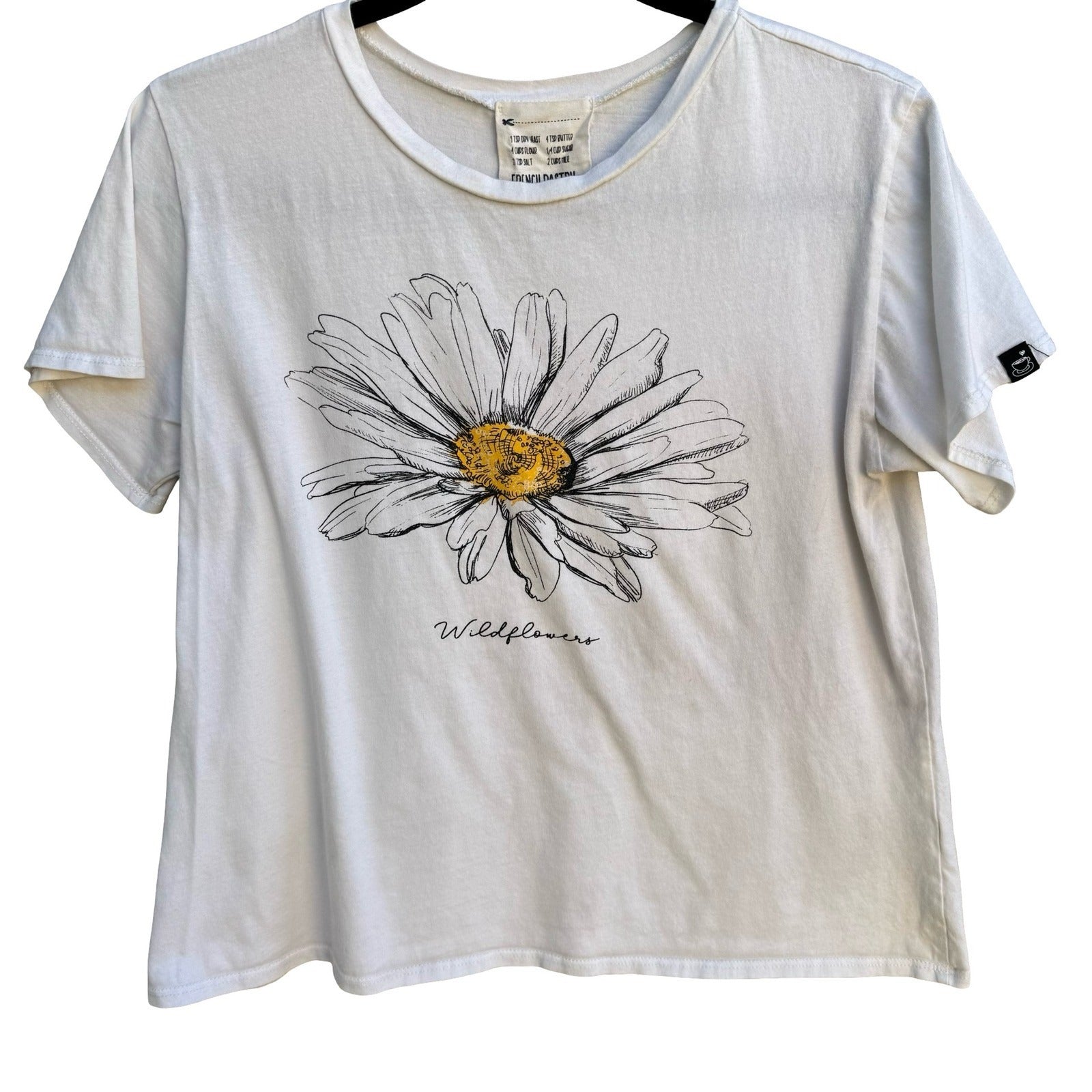 French Pastry Wildflowers Daisy Graphic Shirt Happiness Blooms Cottage White S