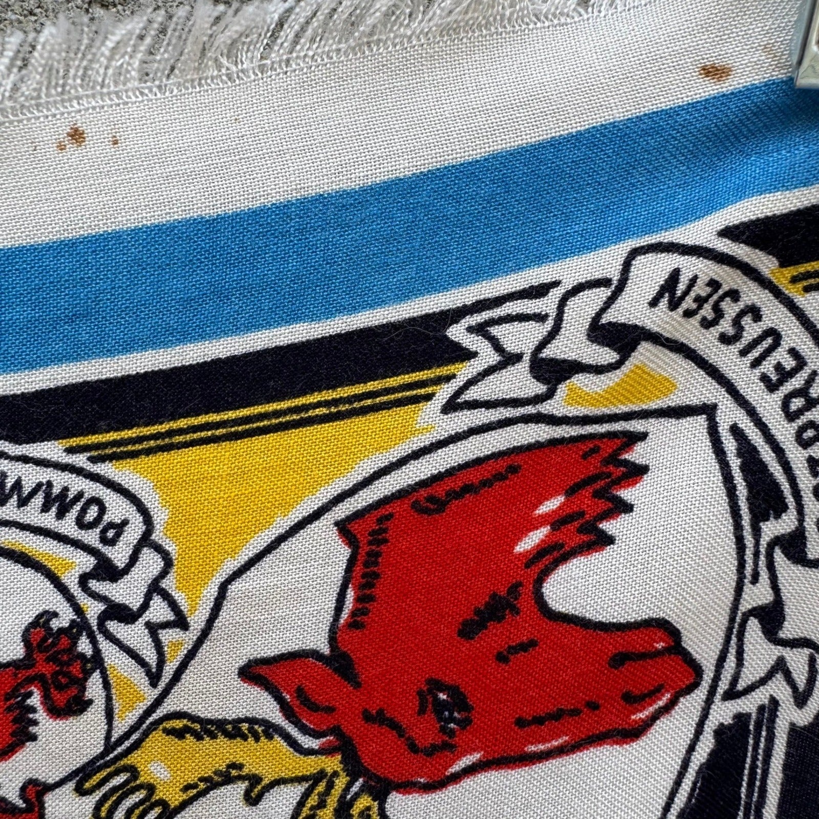 Vintage Deutschland Germany Map Souvenir Scarf Illustrated Heraldic Crests Multi