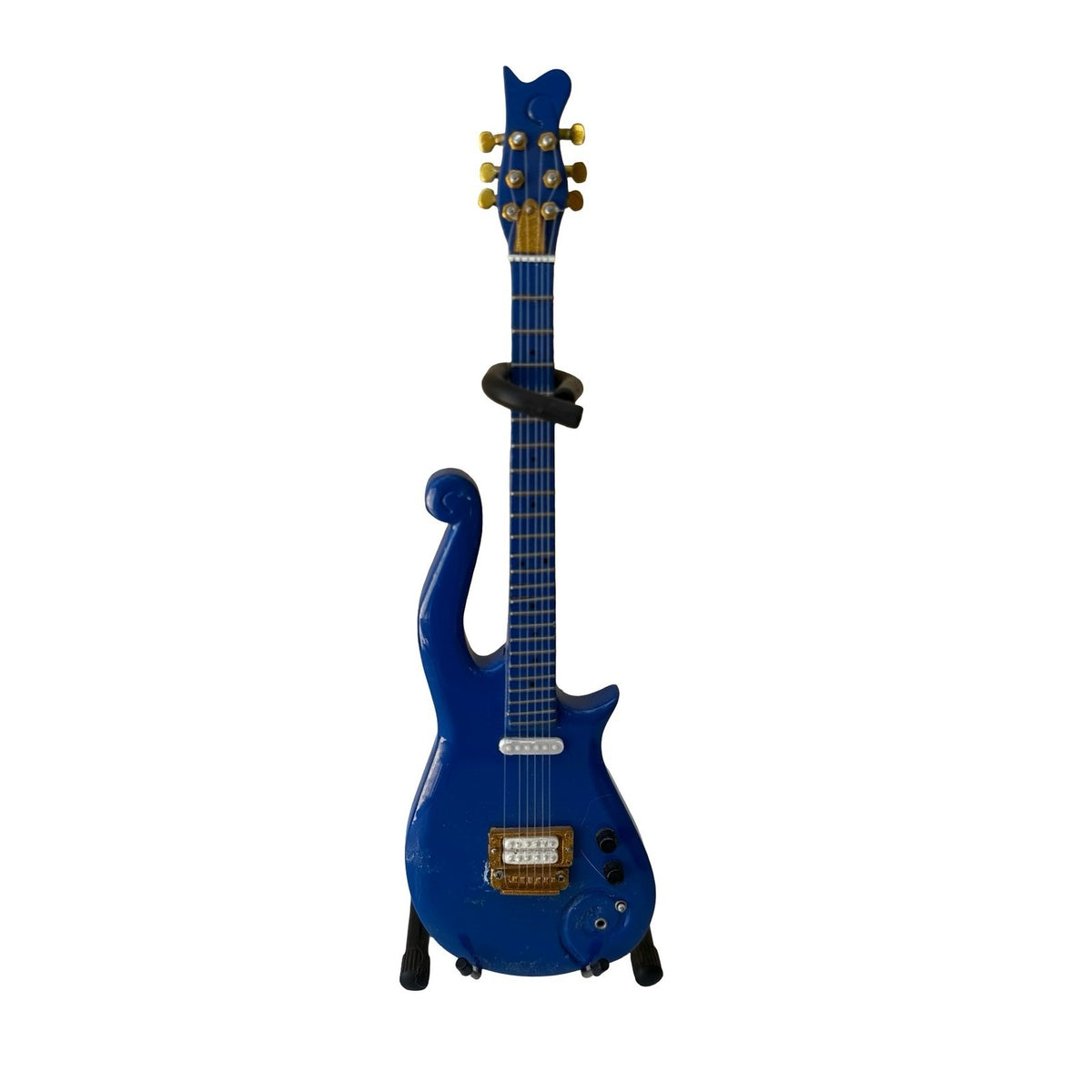 Prince Cloud Style Miniature Replica Electric Guitar Blue Display Stand Rock