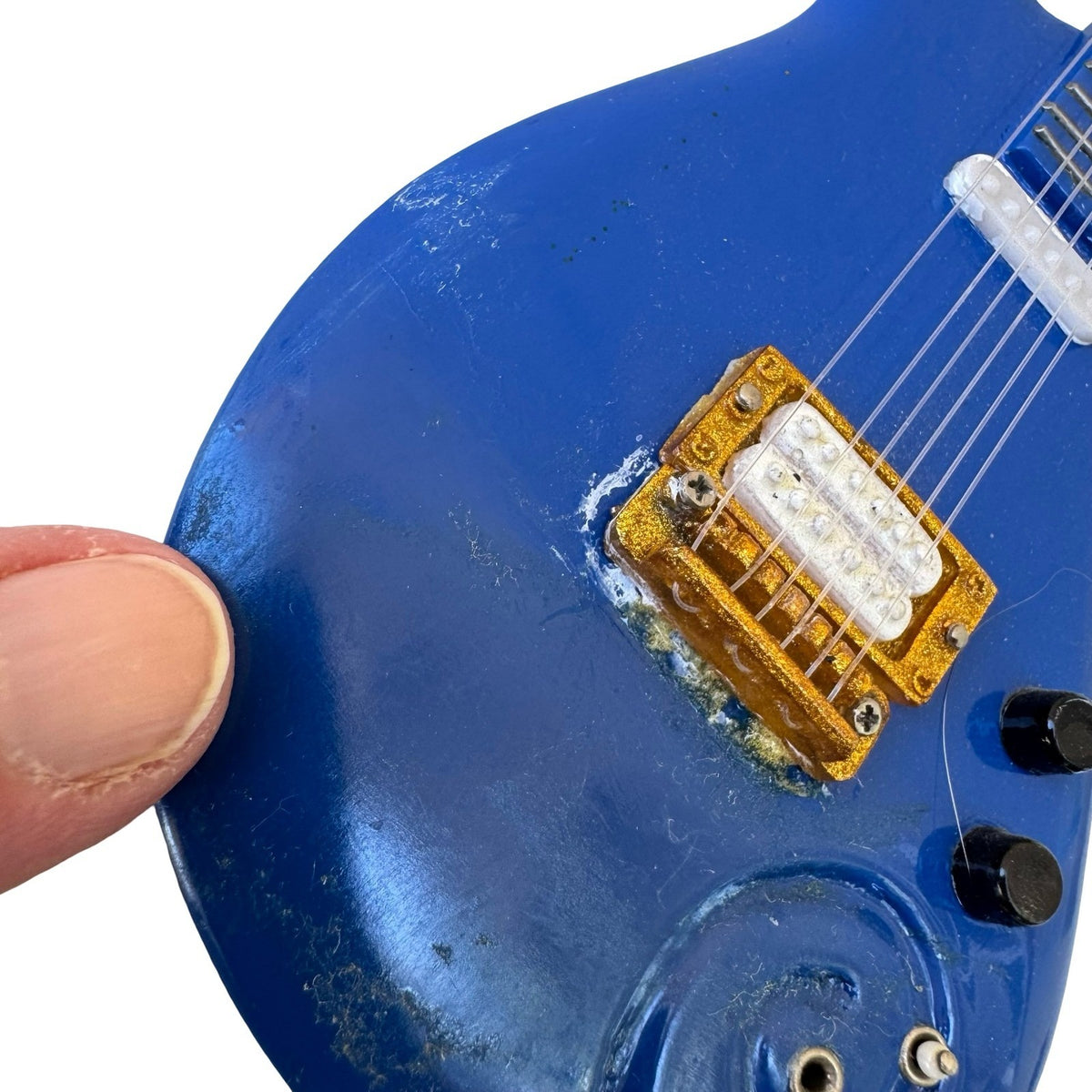 Prince Cloud Style Miniature Replica Electric Guitar Blue Display Stand Rock