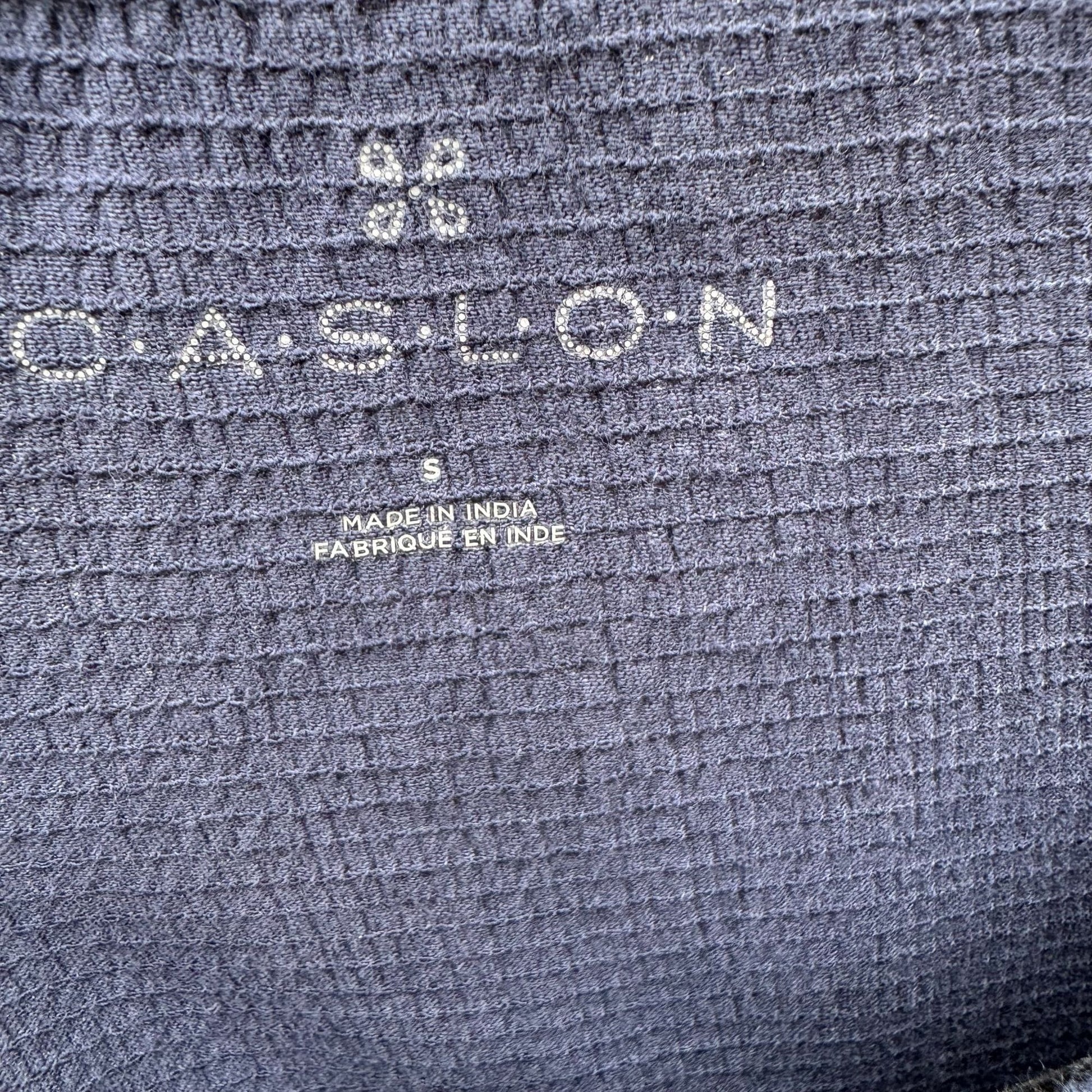 Caslon Womens Navy Short Sleeve Waffle Knit Boat Neck Floral Print Blouse Top S