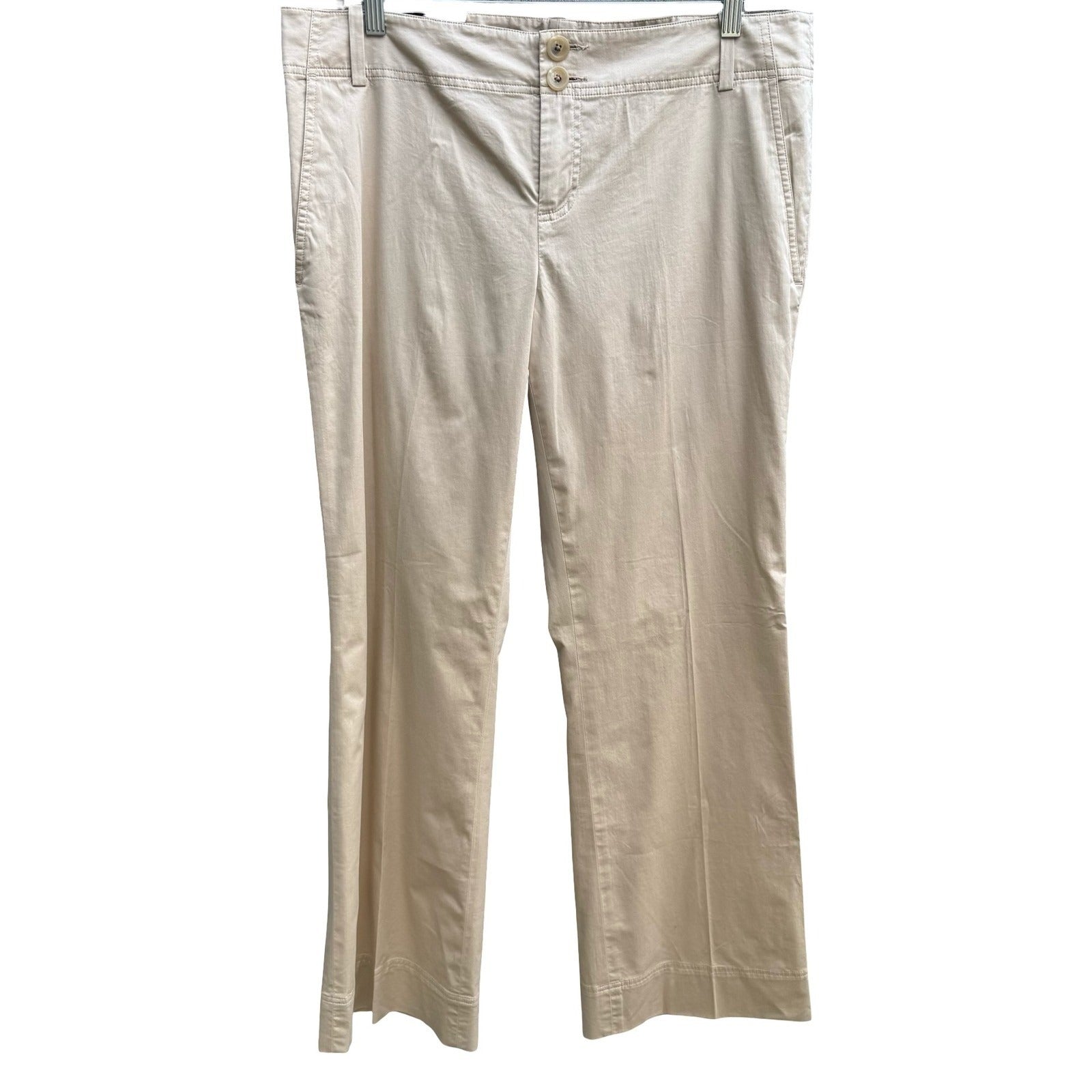 Banana Republic Coastal Khaki Stretch Cotton Minimalist Chino Pants Women 14 New