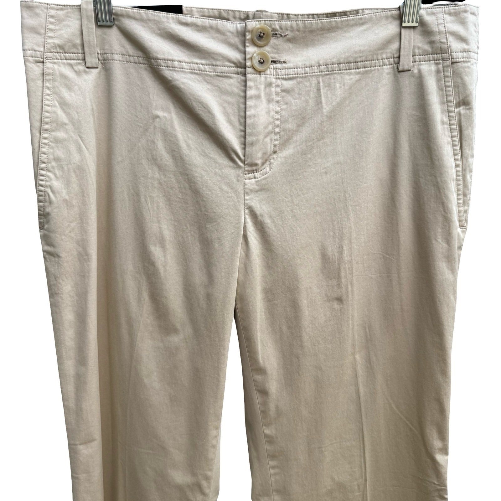 Banana Republic Coastal Khaki Stretch Cotton Minimalist Chino Pants Women 14 New