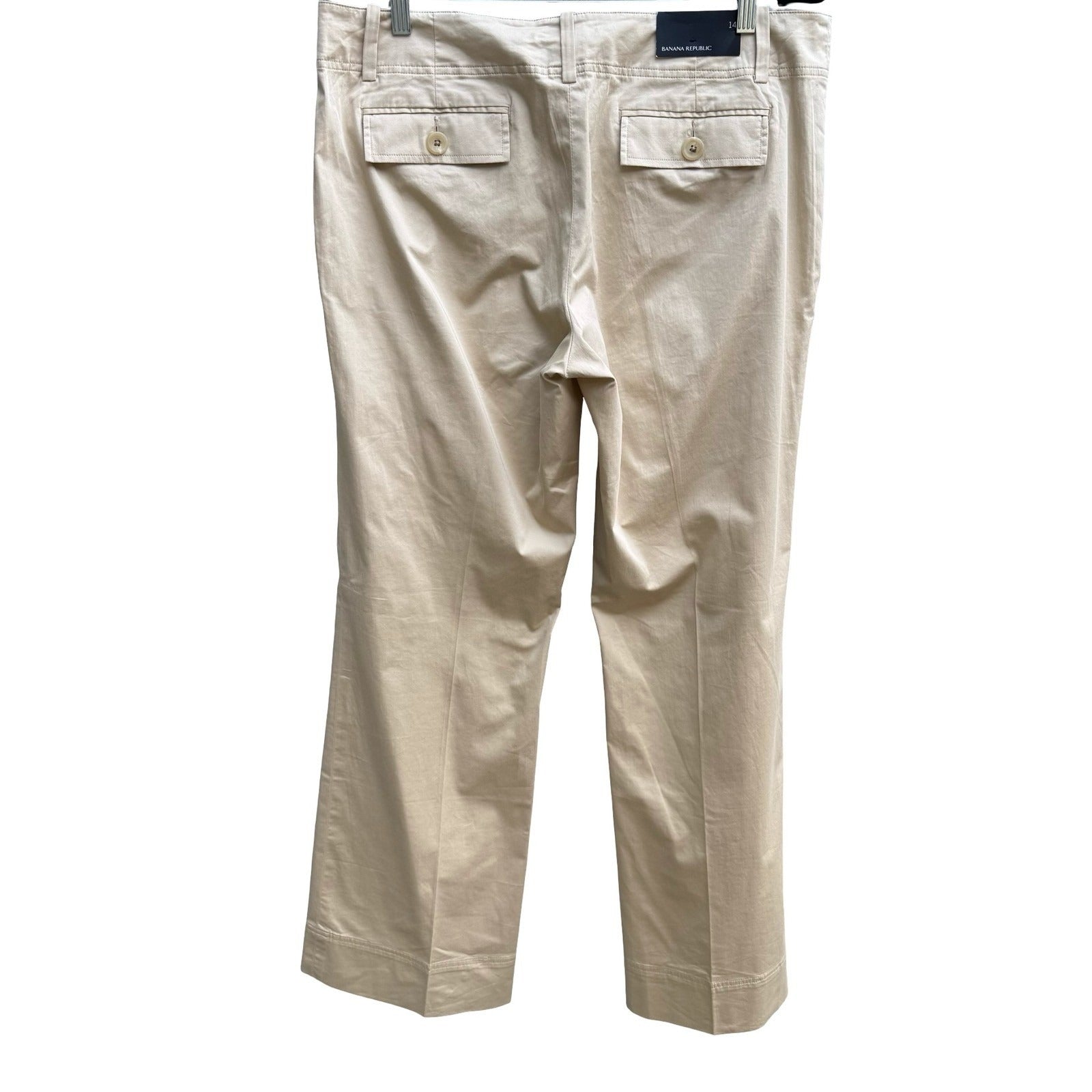 Banana Republic Coastal Khaki Stretch Cotton Minimalist Chino Pants Women 14 New