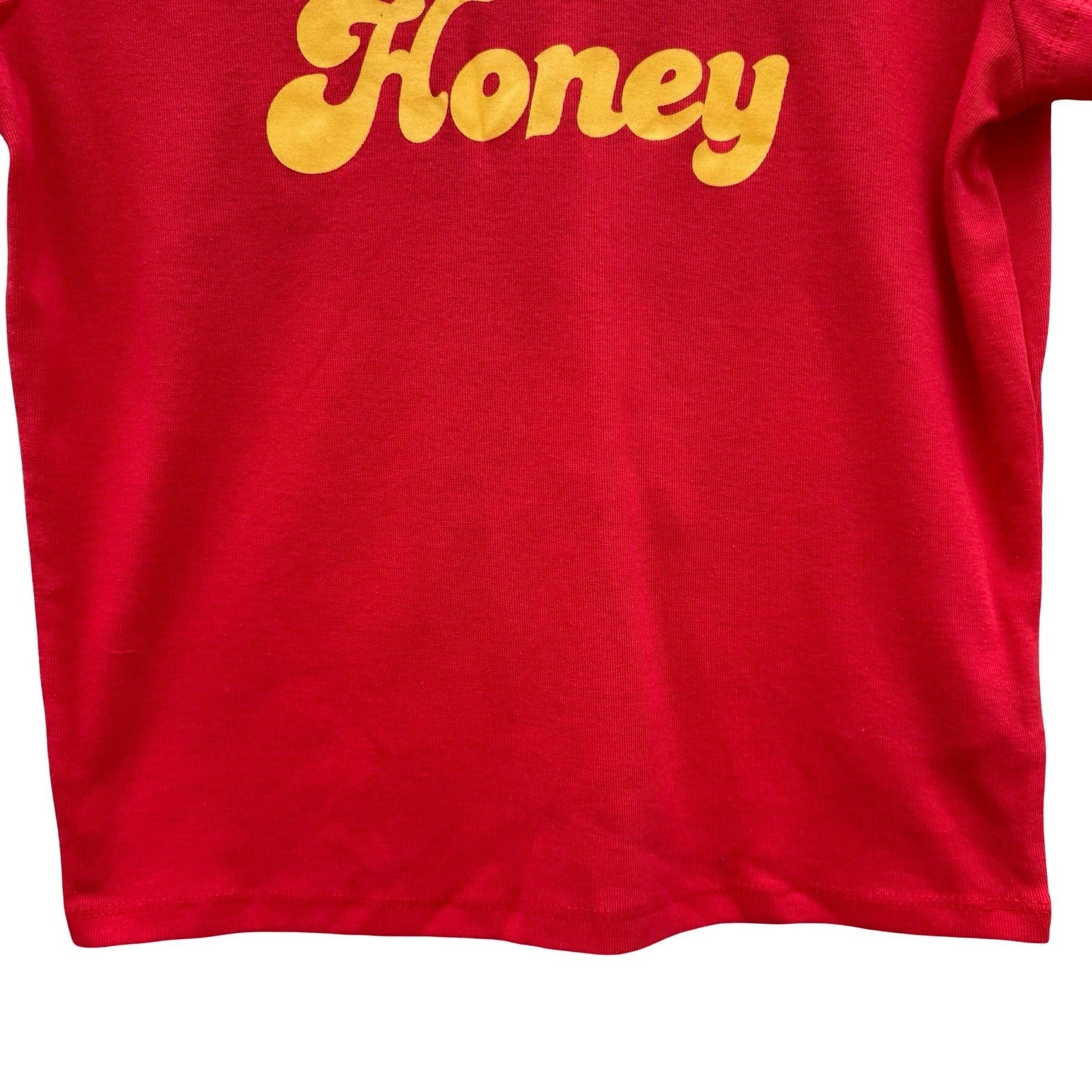 Forever 21 Womens Sweet Like Honey Graphic Babydoll Tee Red Short Sleeve Shirt L