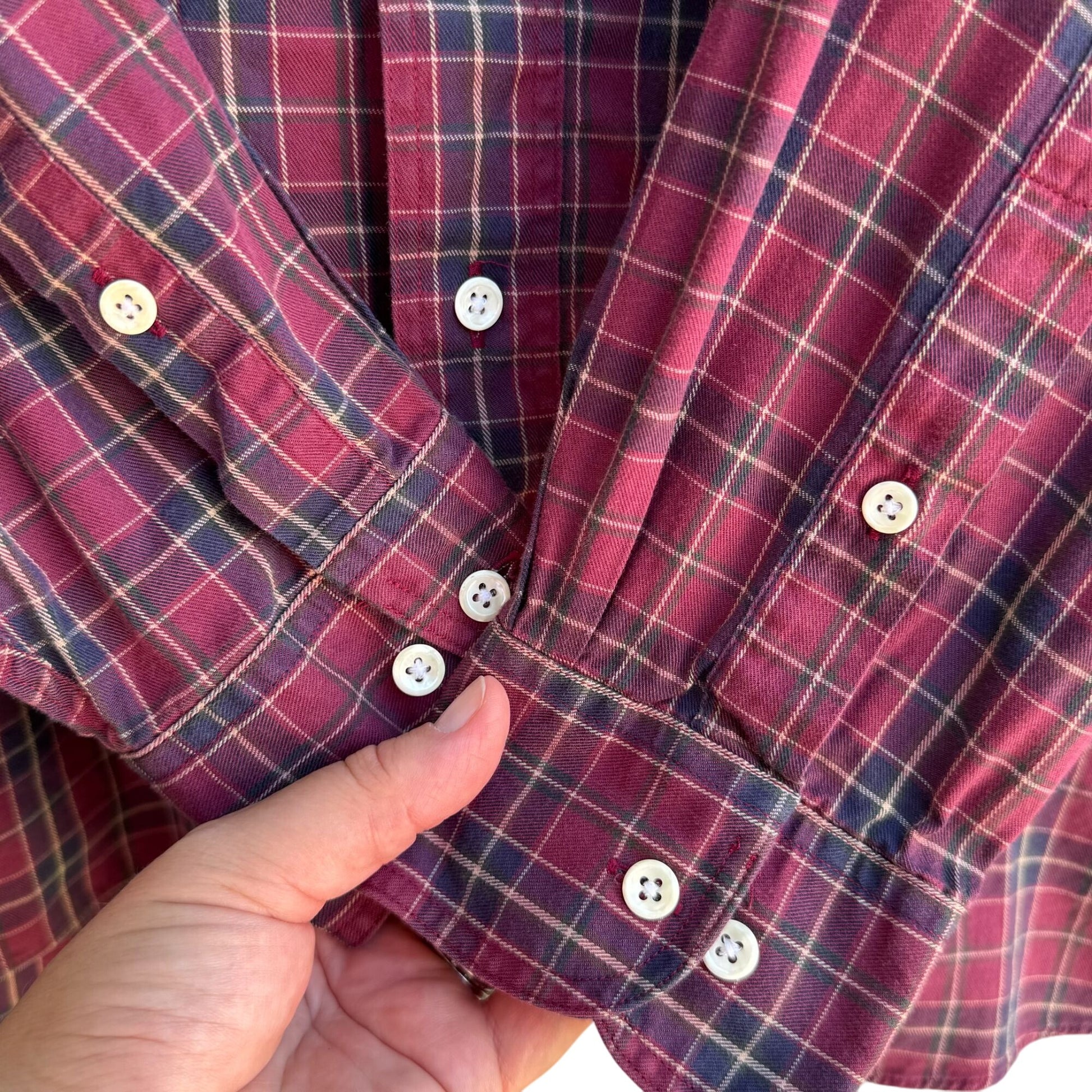 CC Courtenay Vintage Mens Red Plaid Grunge Long Sleeve Cotton Button-Down Shirt L