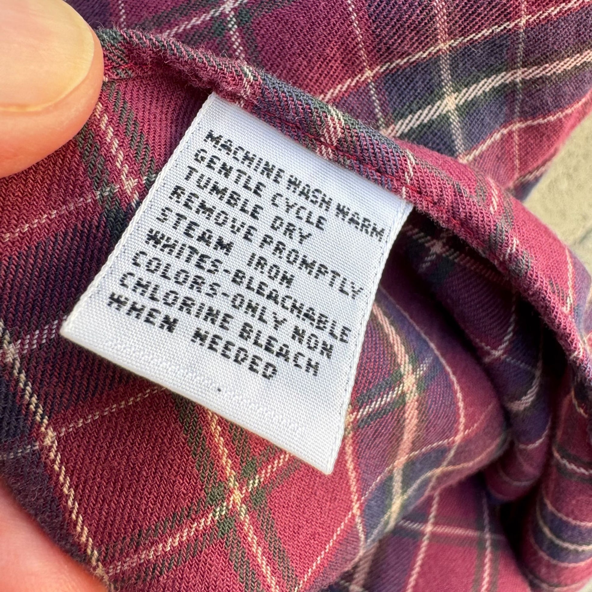 CC Courtenay Vintage Mens Red Plaid Grunge Long Sleeve Cotton Button-Down Shirt L