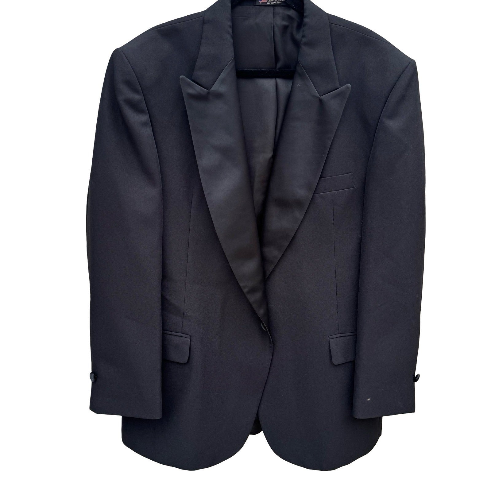 Raffinati Formal Mens 46L Black 1 Button Peak Lapel Tuxedo Jacket Blazer USA