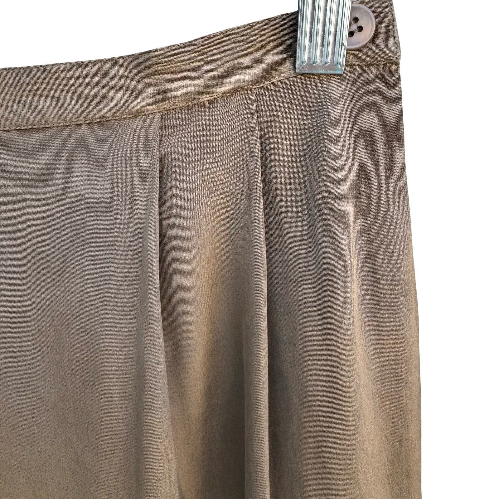 Jones New York Petite 6P Silk Skirt Suit Set Taupe Brown Collarless Blazer Mini
