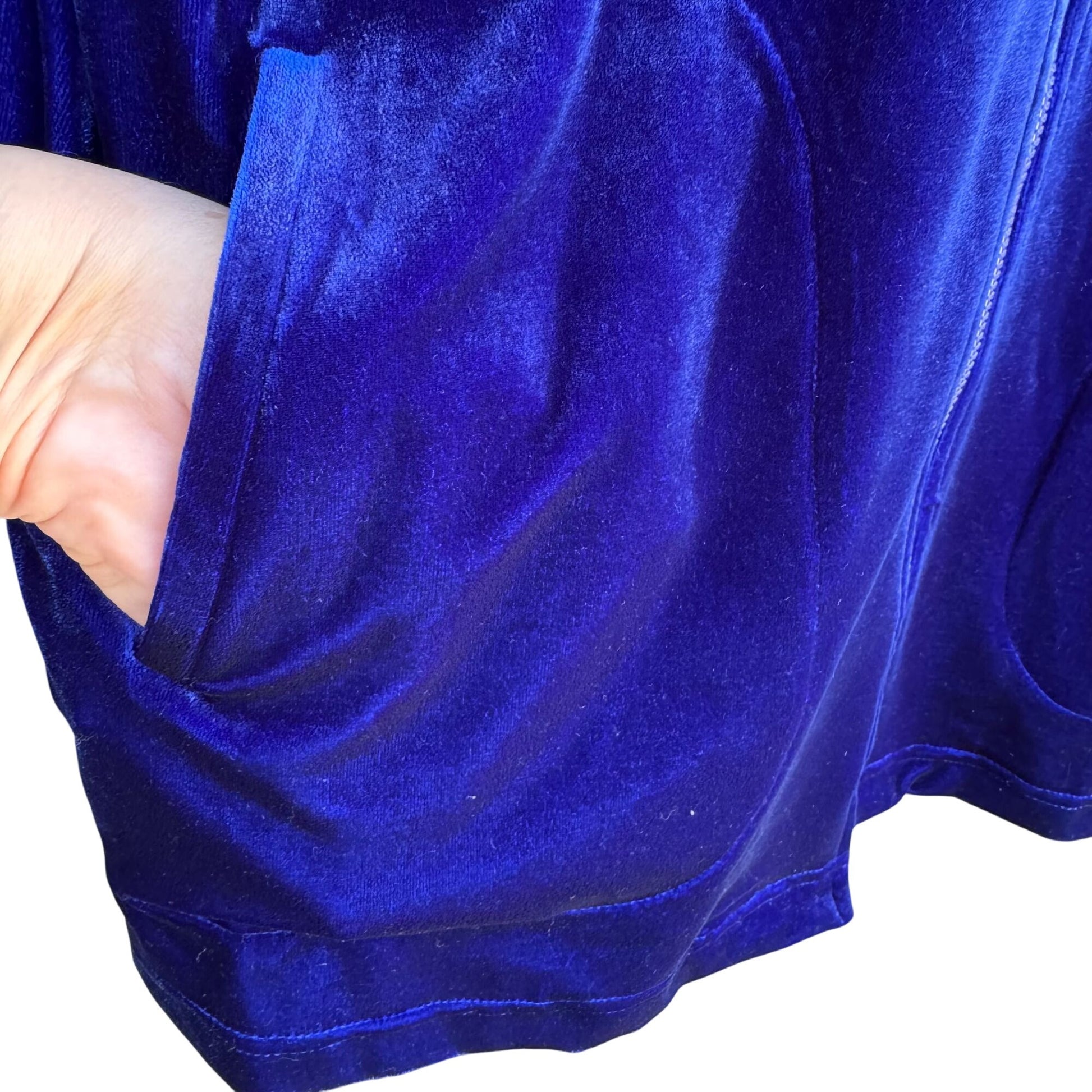 Bob Mackie Wearable Art Vintage Womens Retro Blue Embroidered Velvet Zip Jacket S