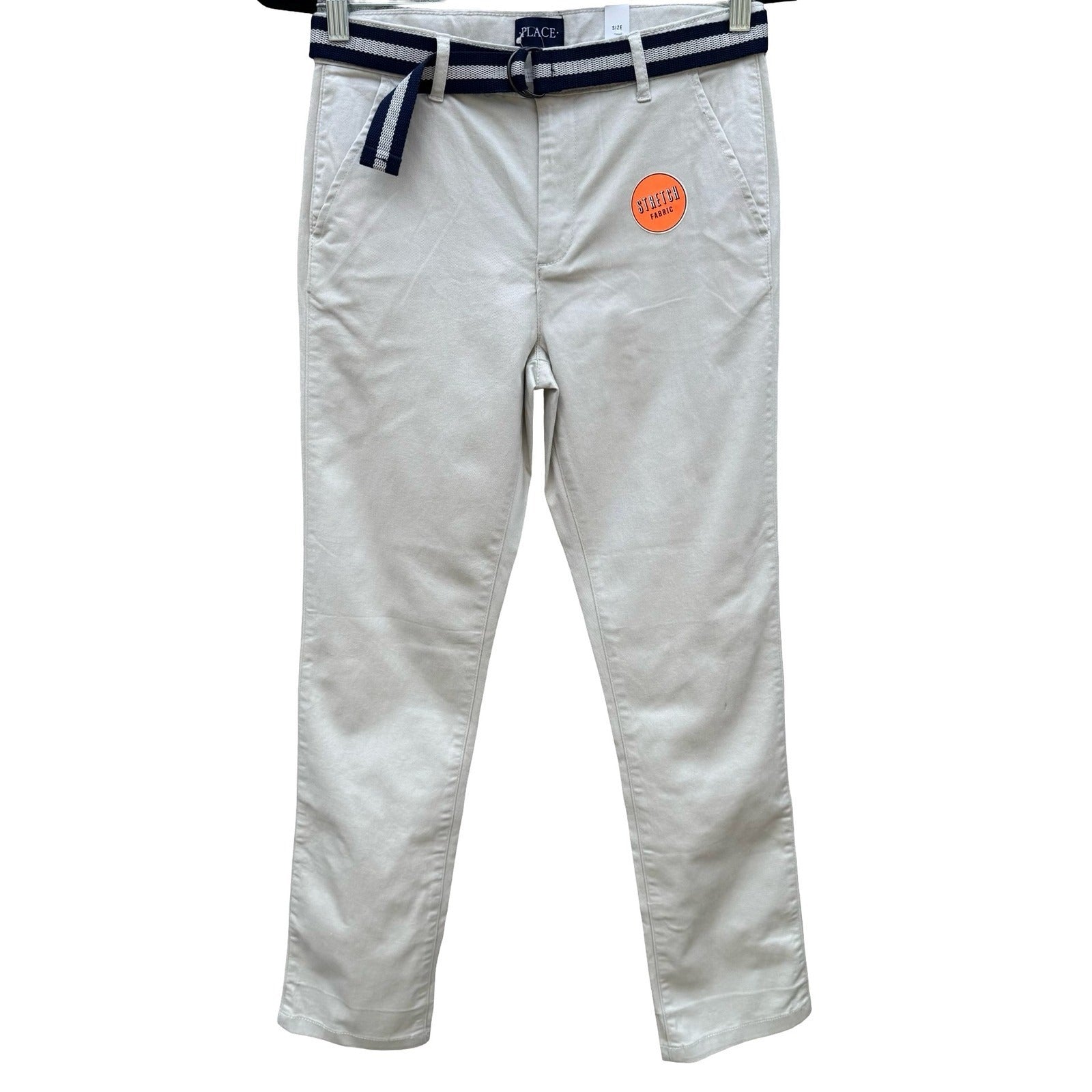 The Childrens Place Girls Millstone Beige Stretch Chino Pants Belt Size 14 NEW