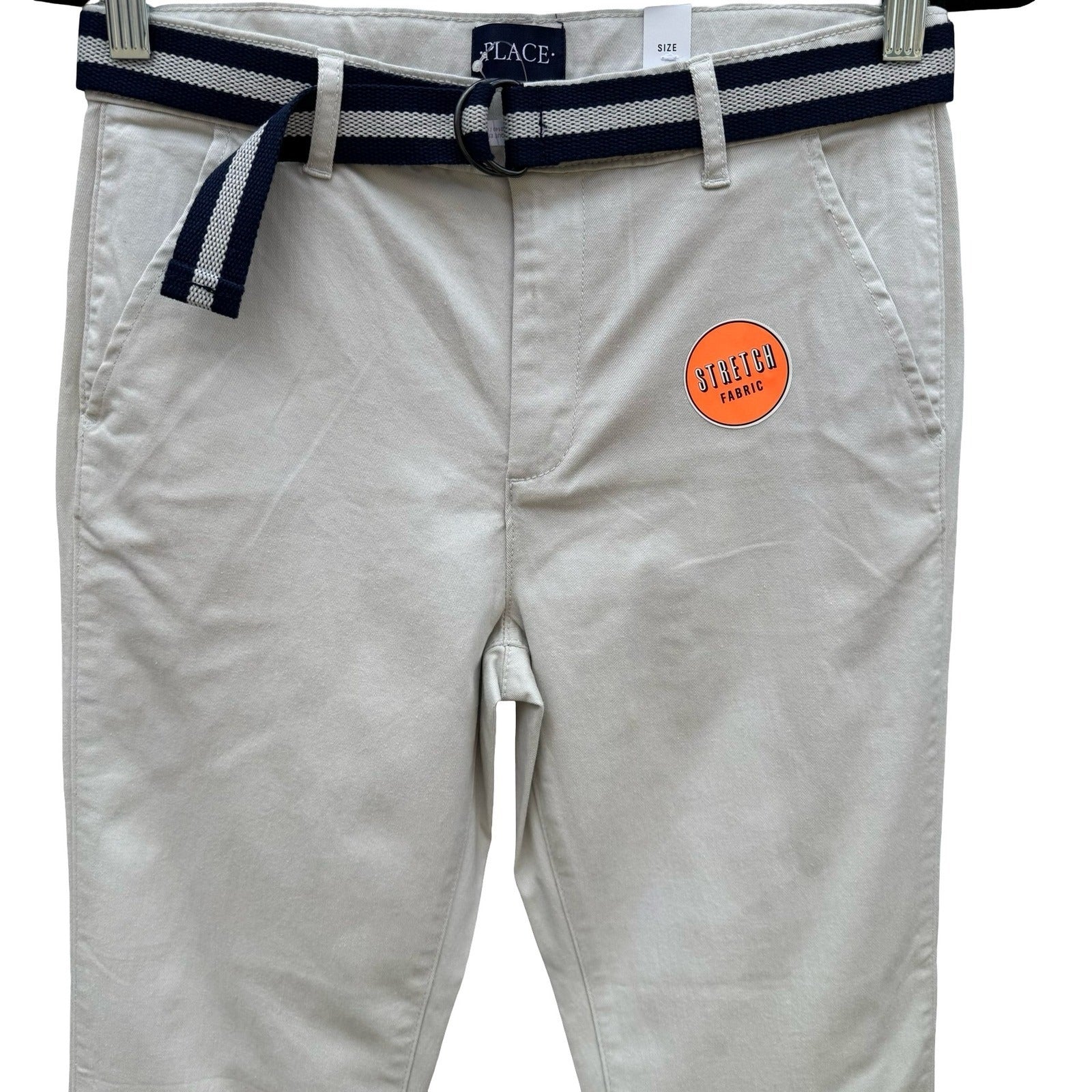 The Childrens Place Girls Millstone Beige Stretch Chino Pants Belt Size 14 NEW