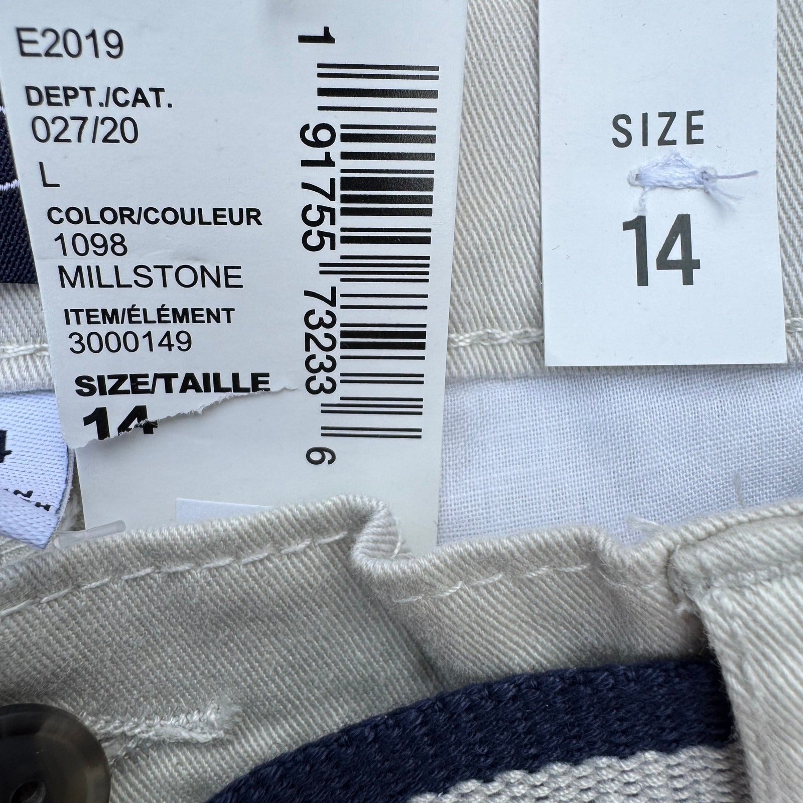 The Childrens Place Girls Millstone Beige Stretch Chino Pants Belt Size 14 NEW
