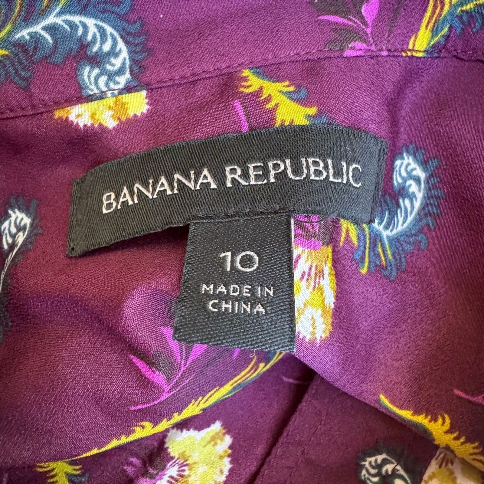 Banana Republic Dark Floral Preppy Mod Whimsigoth Pleated Shirt Dress Plum 10