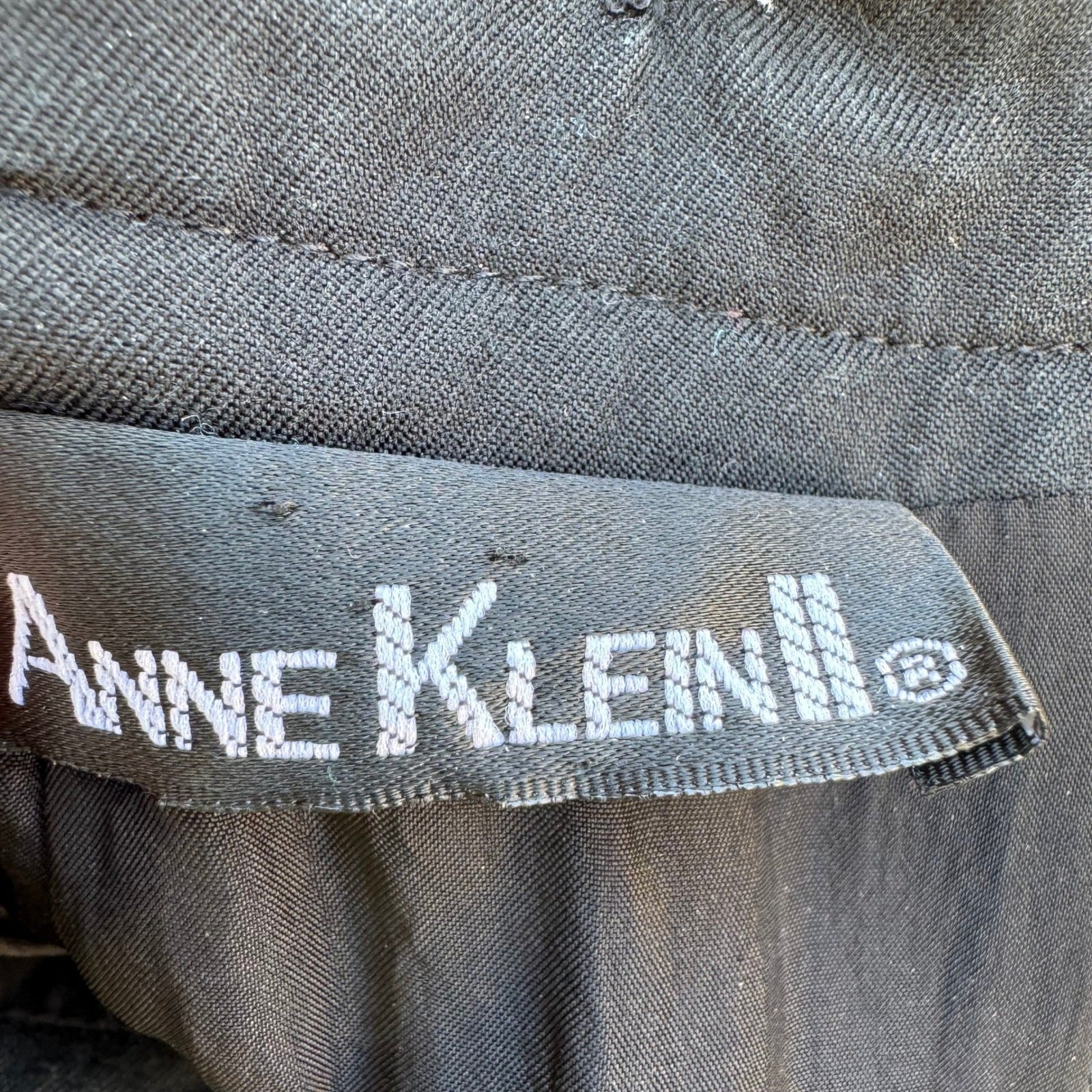 Anne Klein II Vintage Black High Waist Back Zip Silk Cotton Pleated Trousers 4P