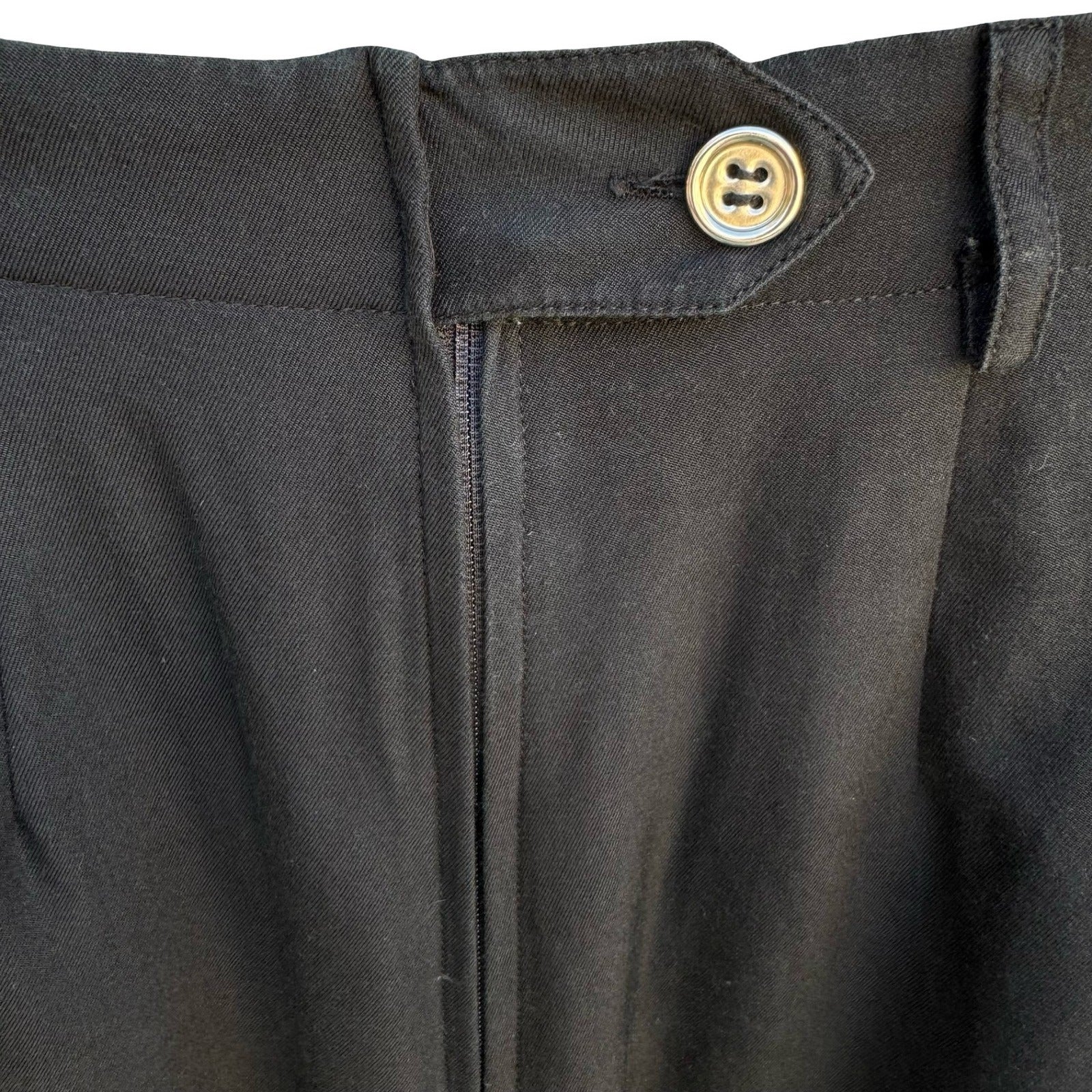 Anne Klein II Vintage Black High Waist Back Zip Silk Cotton Pleated Trousers 4P