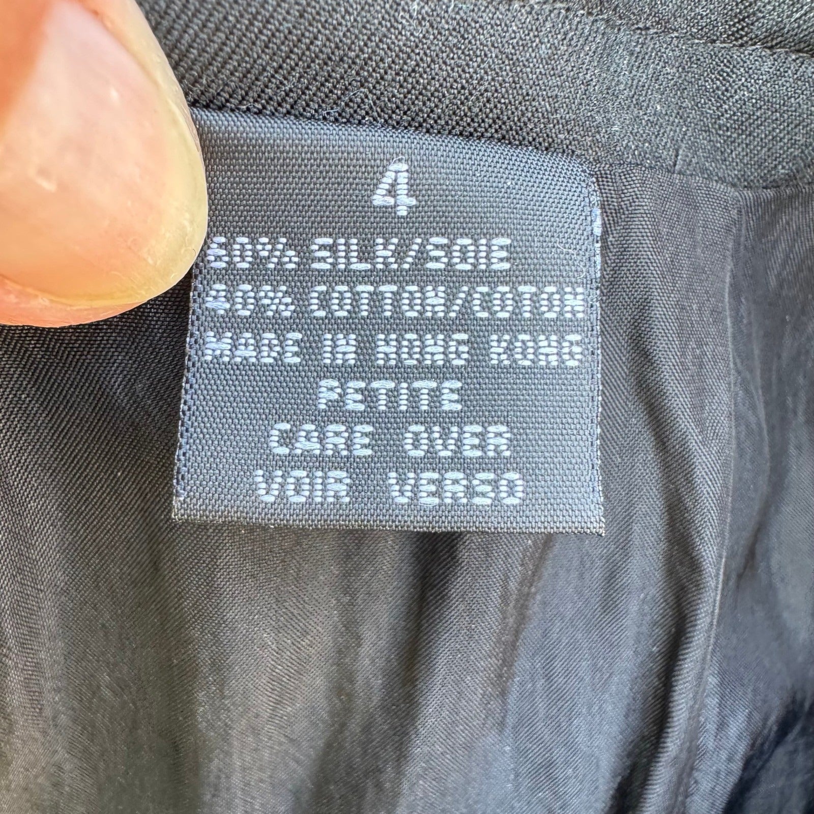 Anne Klein II Vintage Black High Waist Back Zip Silk Cotton Pleated Trousers 4P