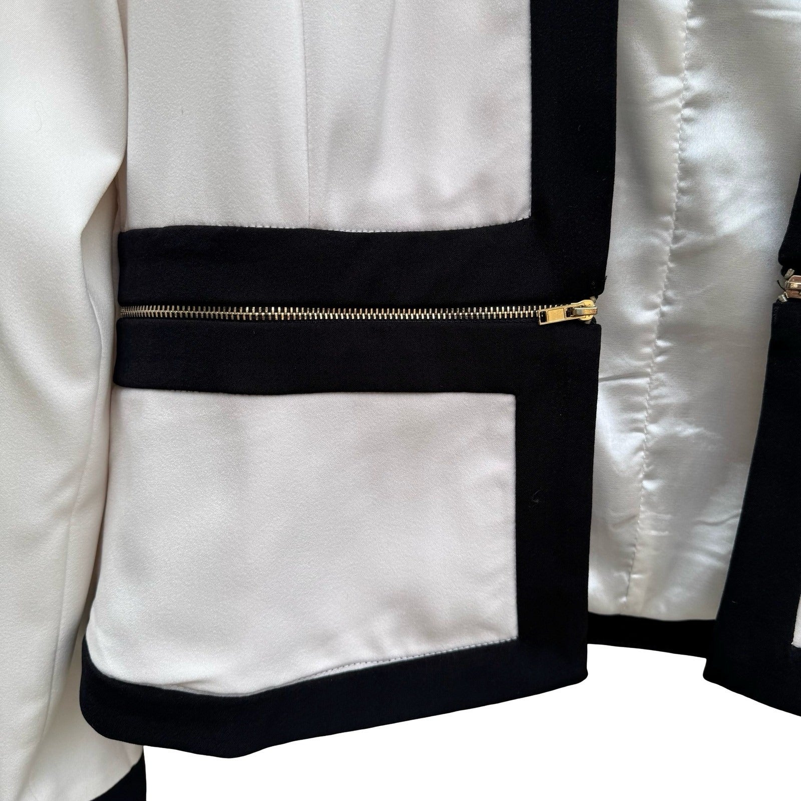 L'Atiste Amy Colorblock Open Front Zipper Tailored Blazer L NEW Professional